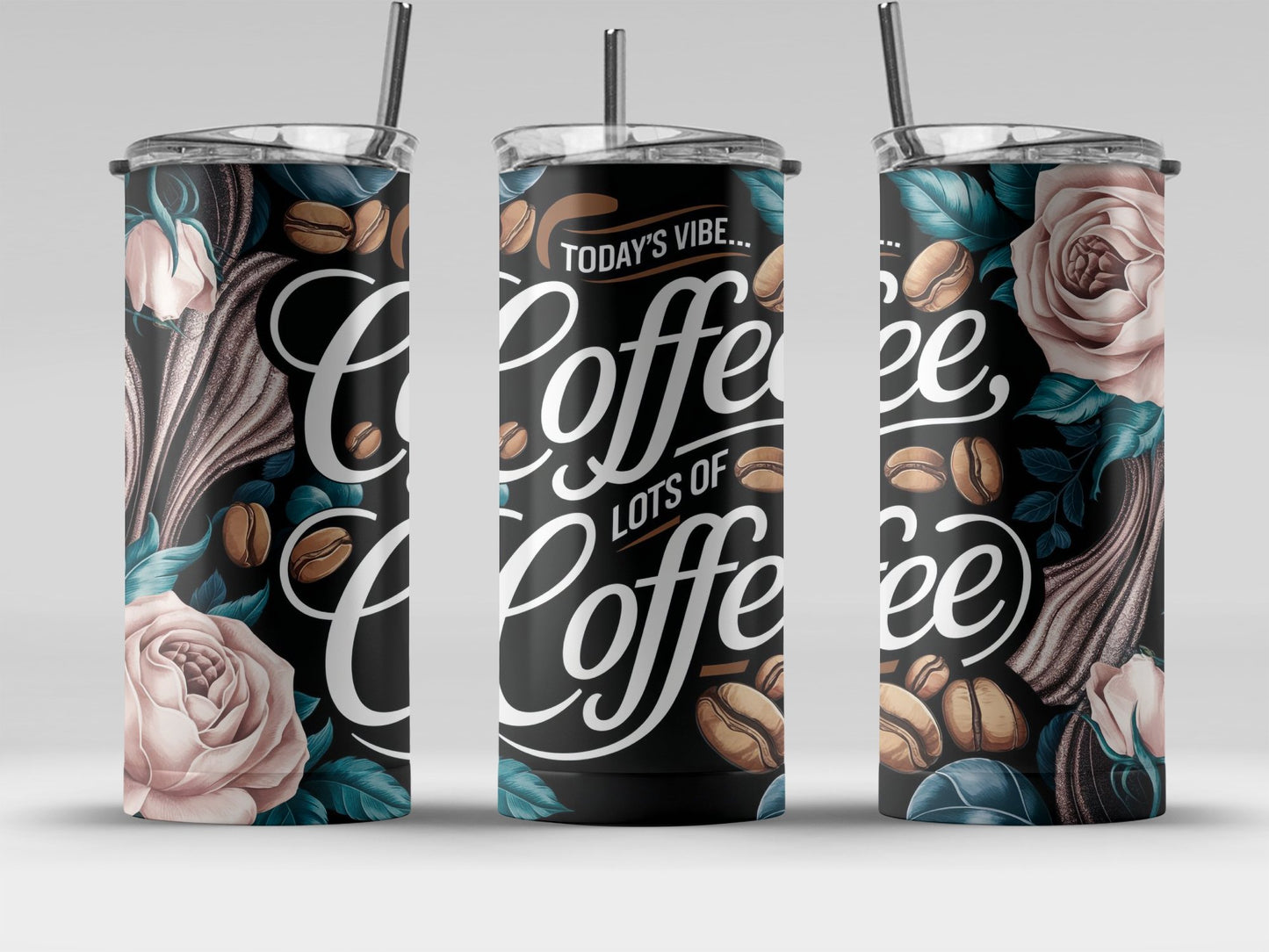 Coffee Vibe Floral Travel Mug with Straw product type