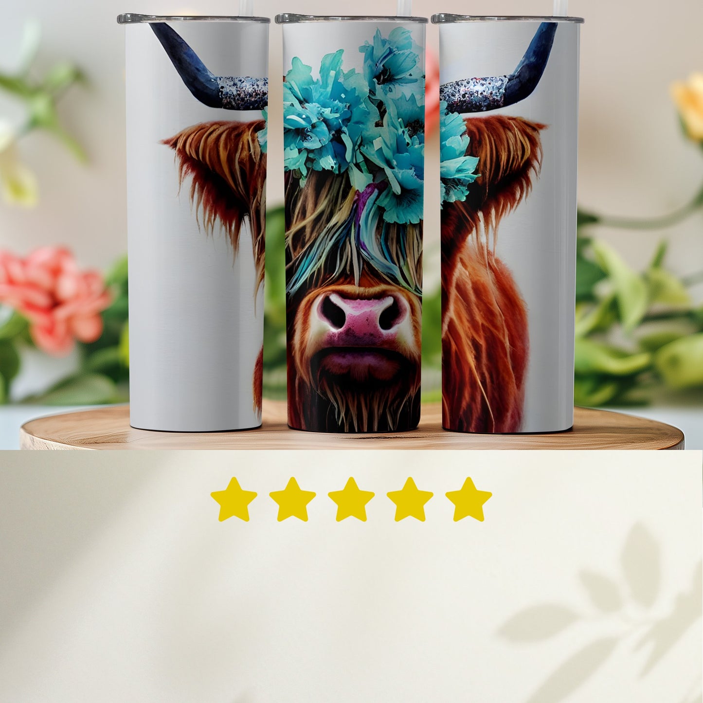 Highland Cow with Floral Crown Tumbler product