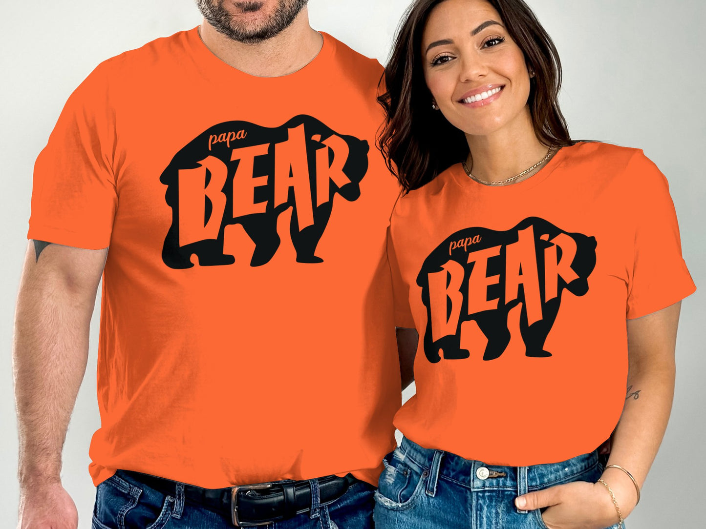 Papa Bear Graphic Print Orange T-shirt product