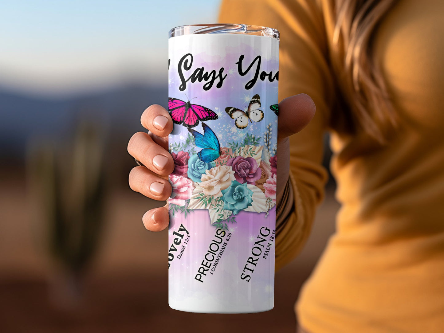Inspirational Butterfly Floral Design Tumbler product type