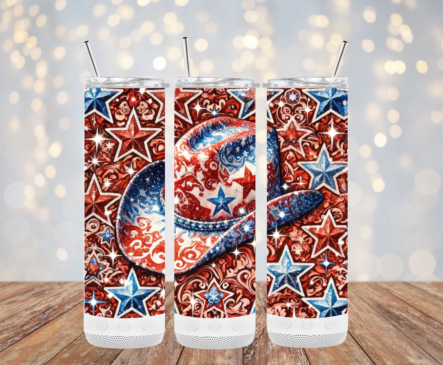 Patriotic Sparkling Stars and Hat (4th July Tumblers) 8371306