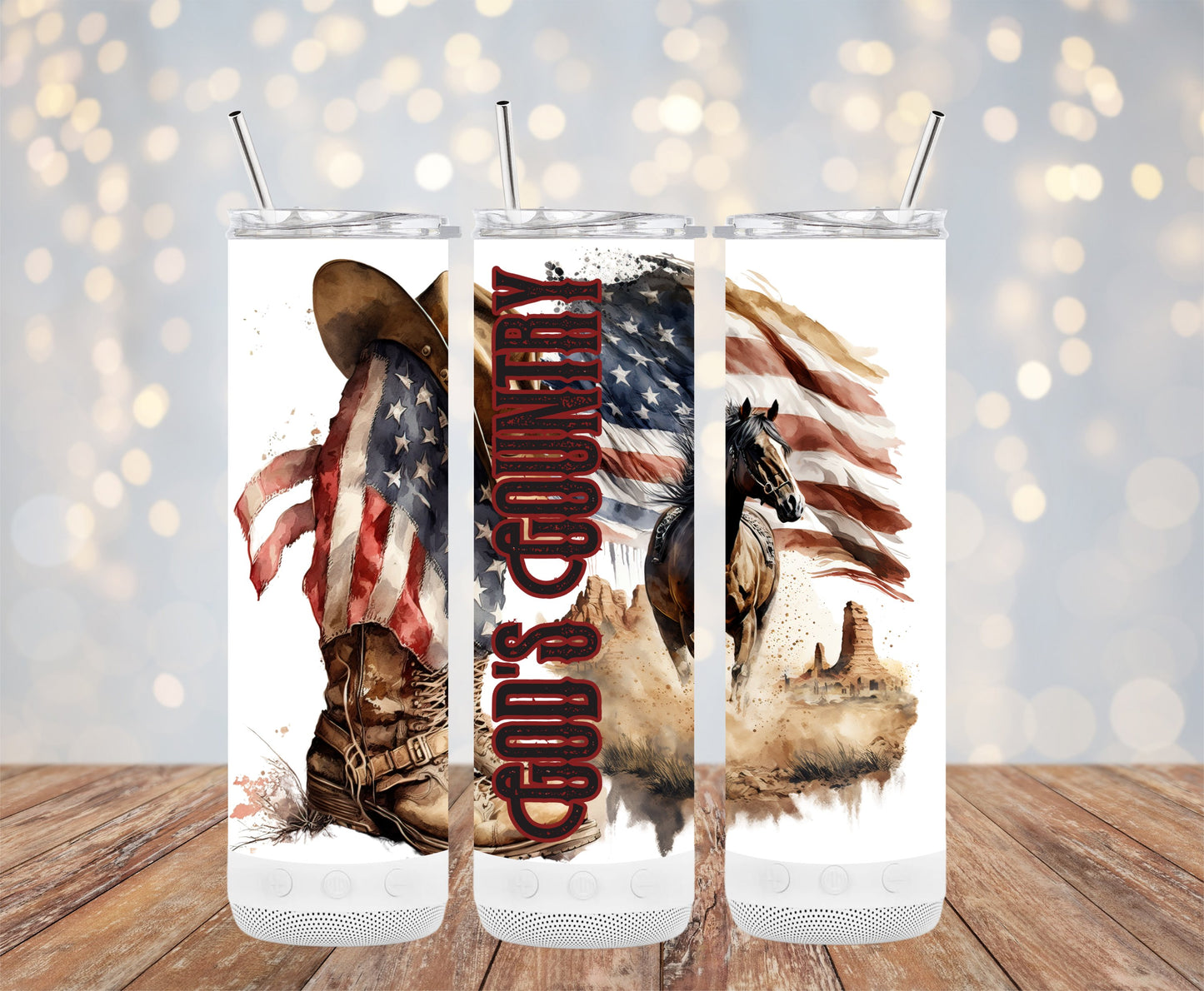 Cowboy's Country USA Flag and Horse (4th July Tumblers) 8371282