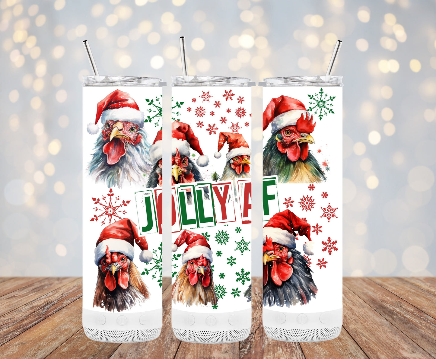 Jolly AF Chicken Festive Santa Hat Design Tumblers 6649728