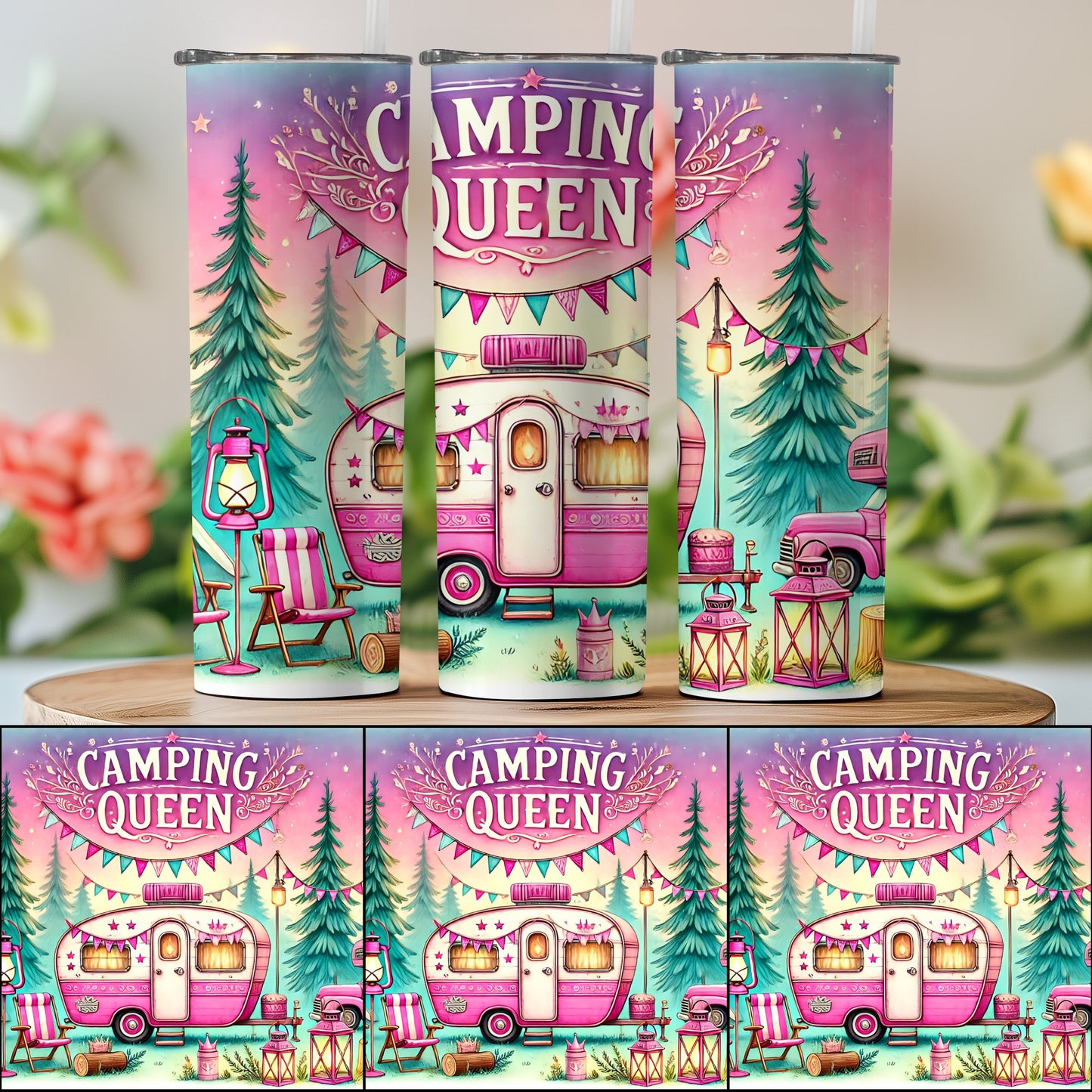 Camping Queen Vintage Camper Design Tumbler product