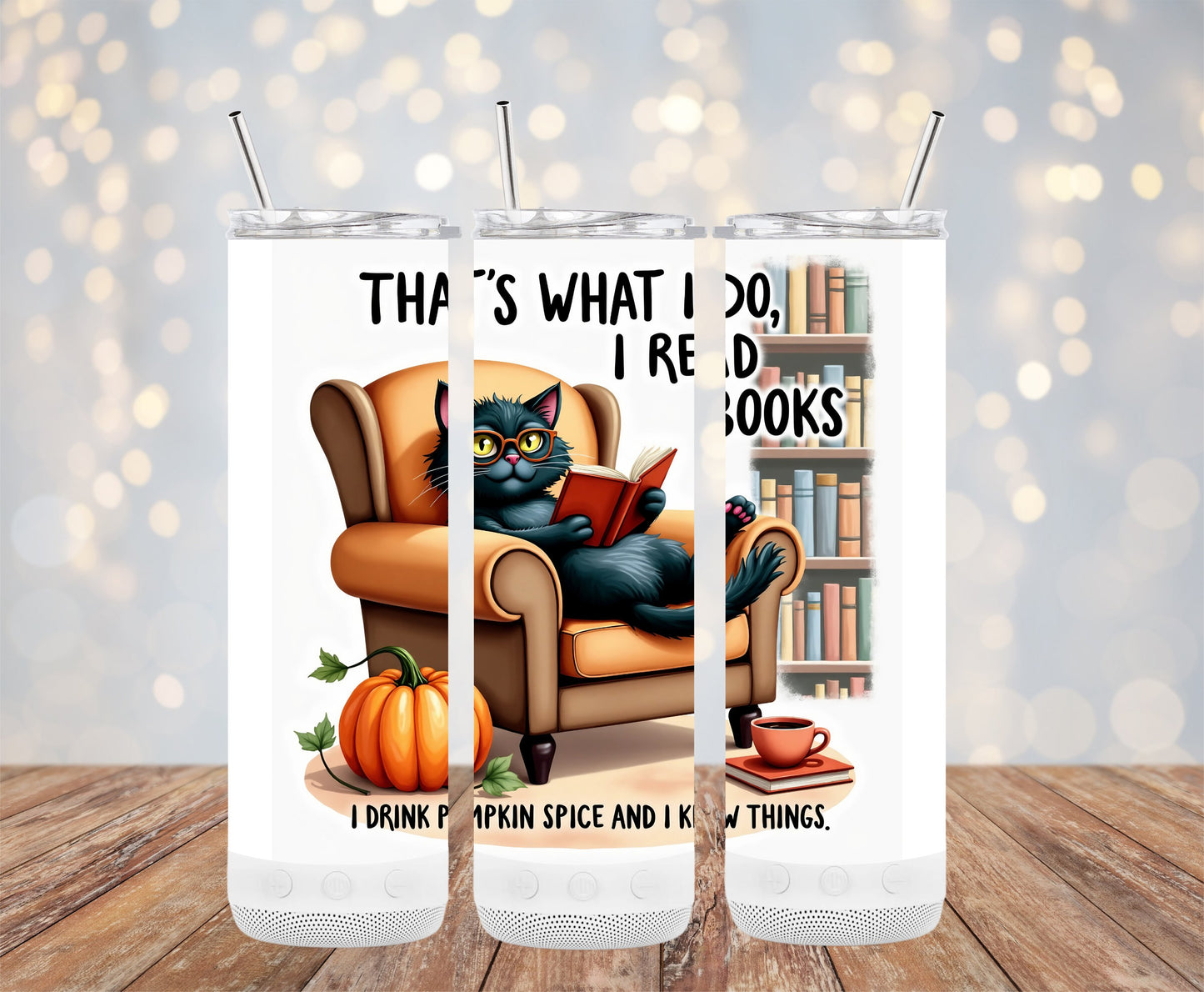 Halloween Cat Reading Books Tumbler product