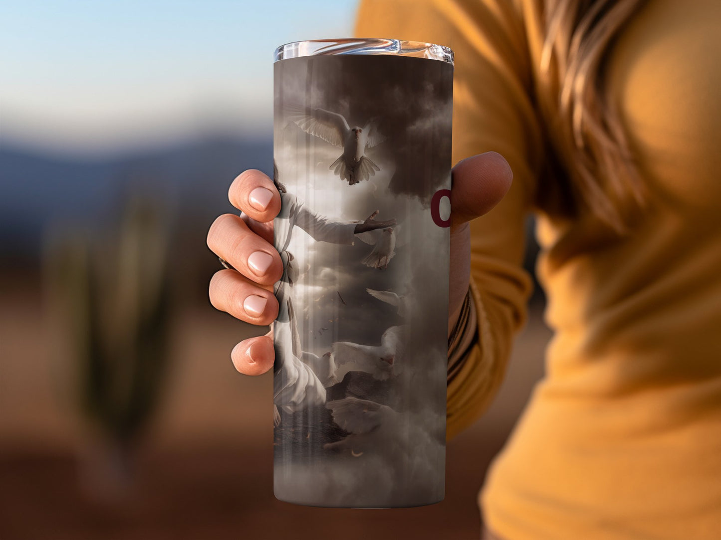 Realistic Doves in Flight Travel Tumbler Product