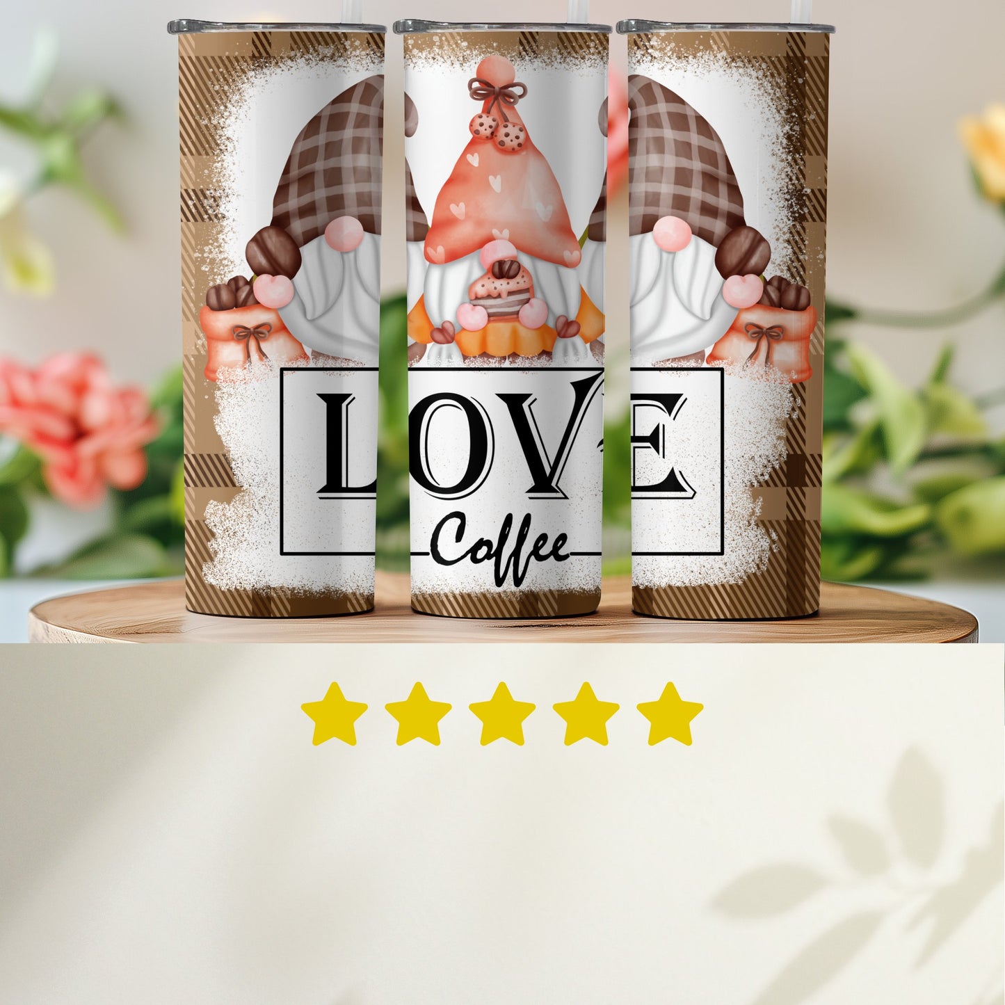 Love Coffee Decorated Gnomes Thermal Tumbler product