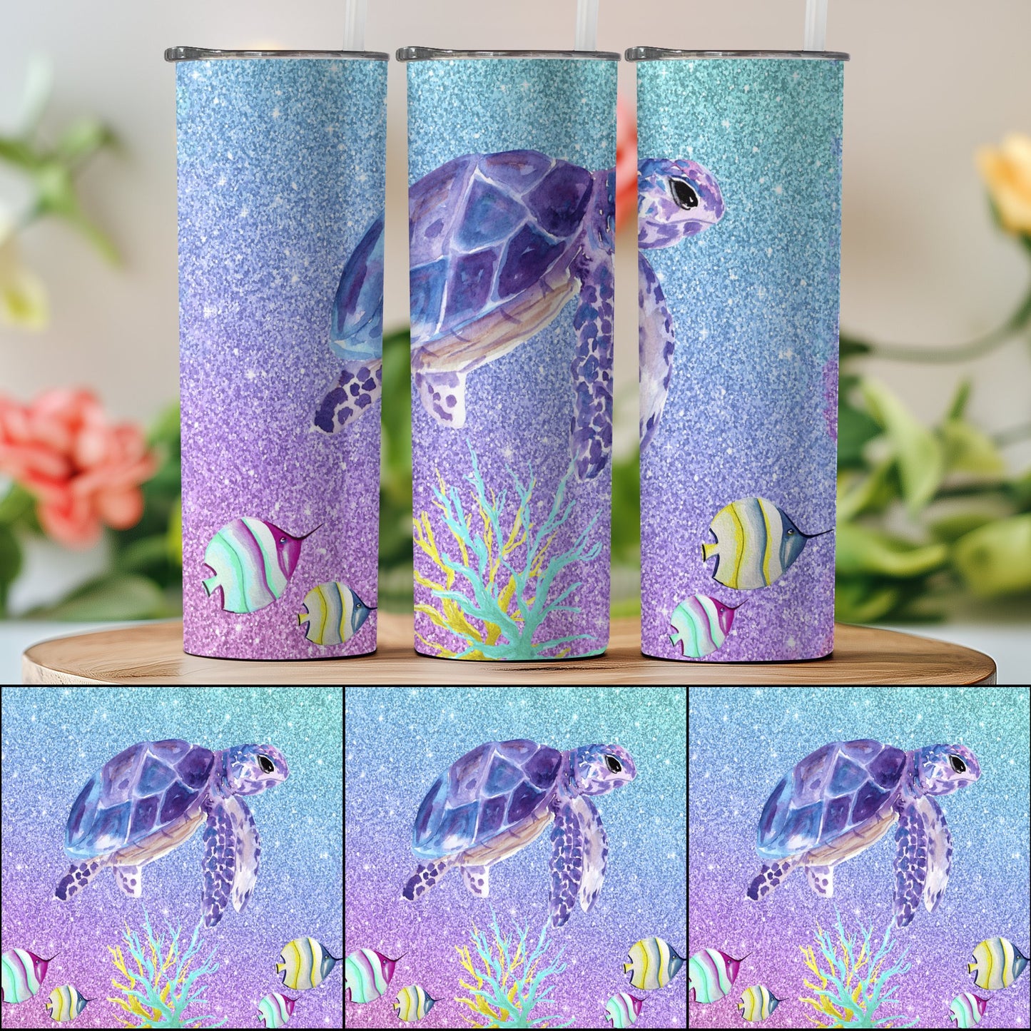 Beautiful Colorful Turtle Design Tall Tumbler product