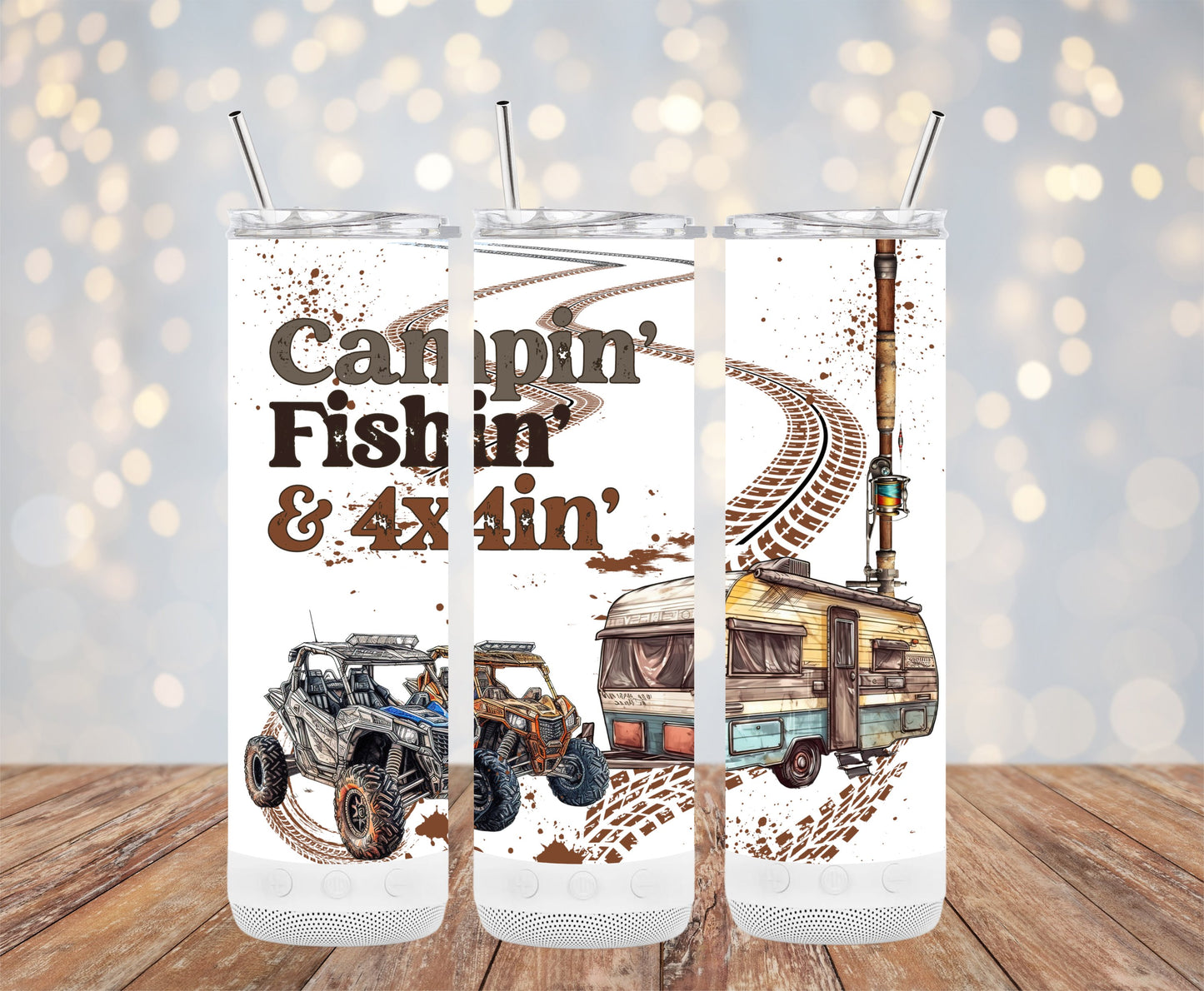 Campin Fishin 4x4in graphic tumbler product type