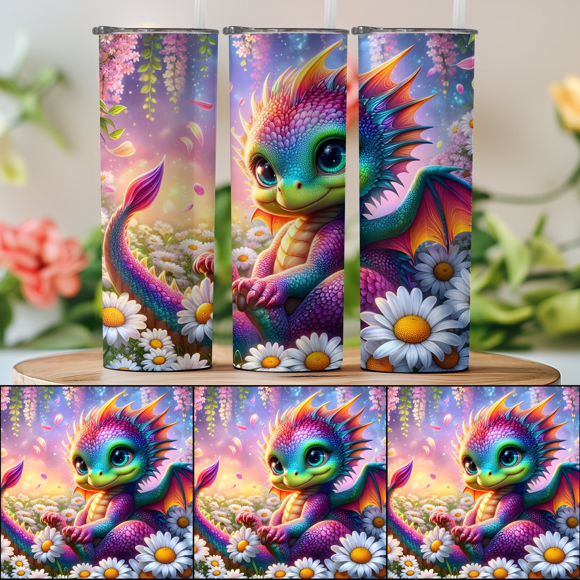 Colorful Fantasy Dragon Art Insulated Tumbler product type
