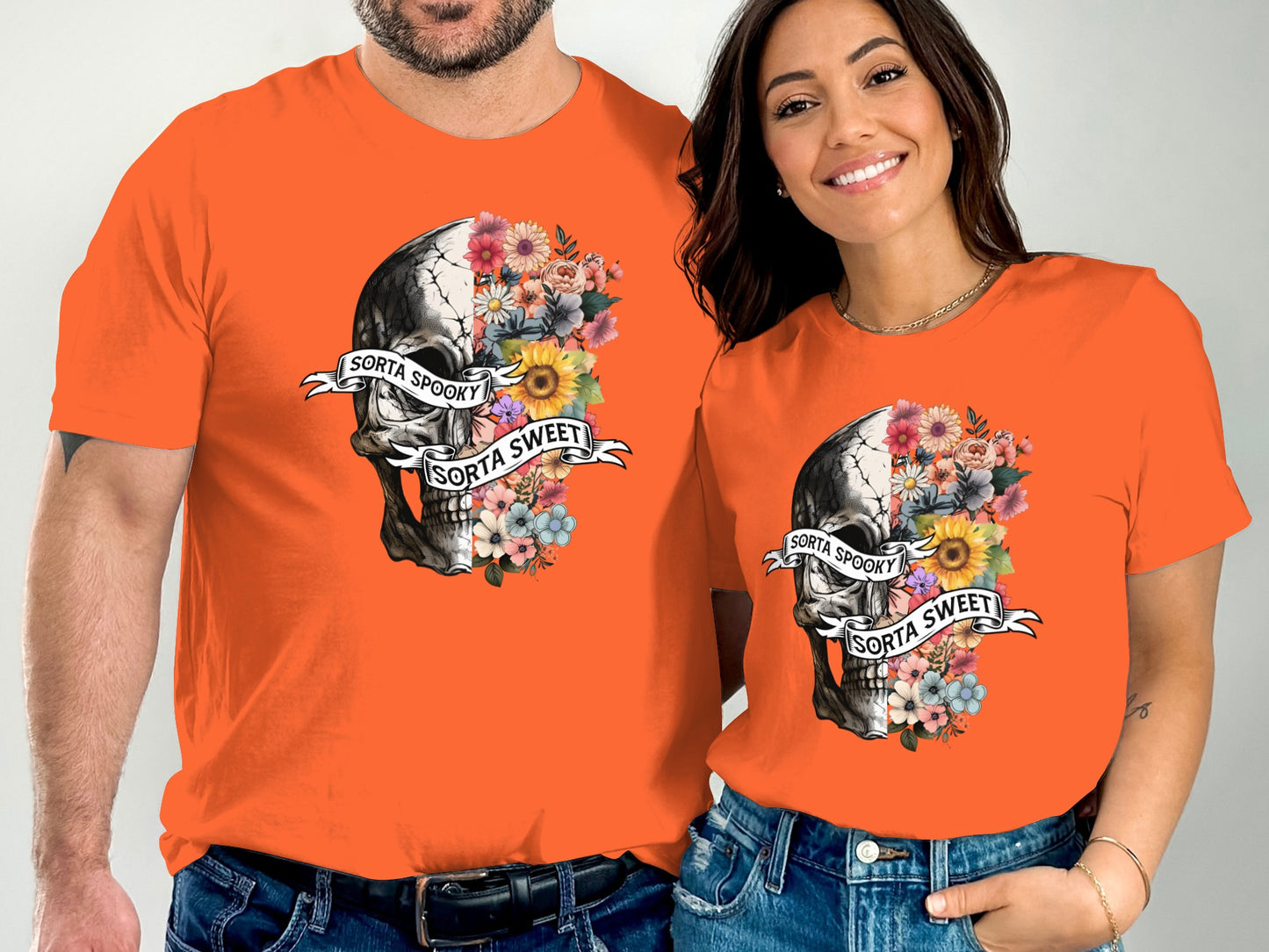 Sorta Spooky Sorta Sweet Skull Floral T-Shirt product type