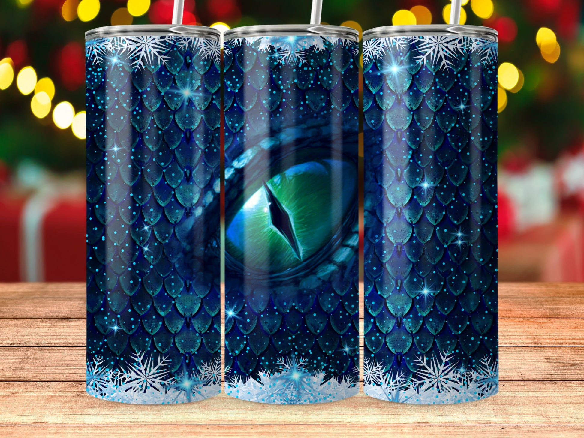 Enchanting Blue Dragon Eye Christmas Tumbler product