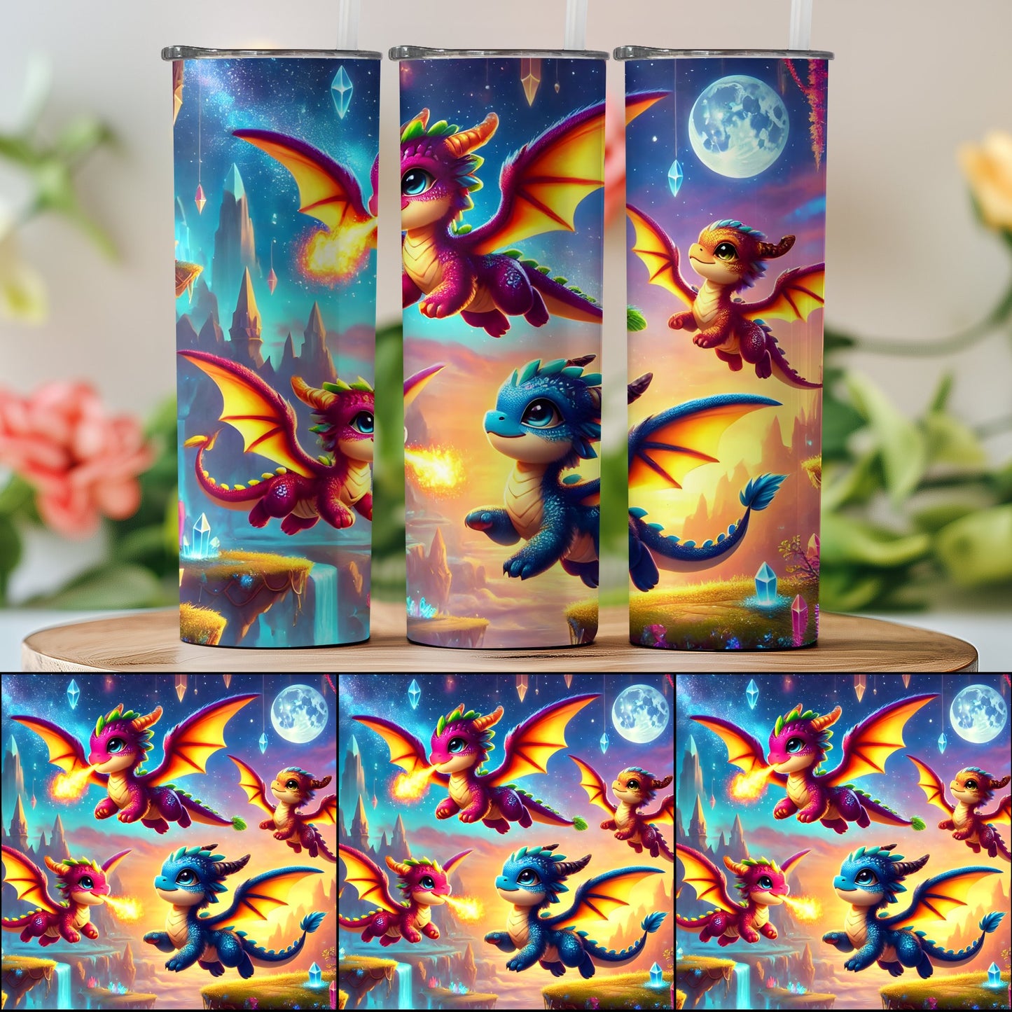 Magical Colorful Baby Dragons Tumbler product