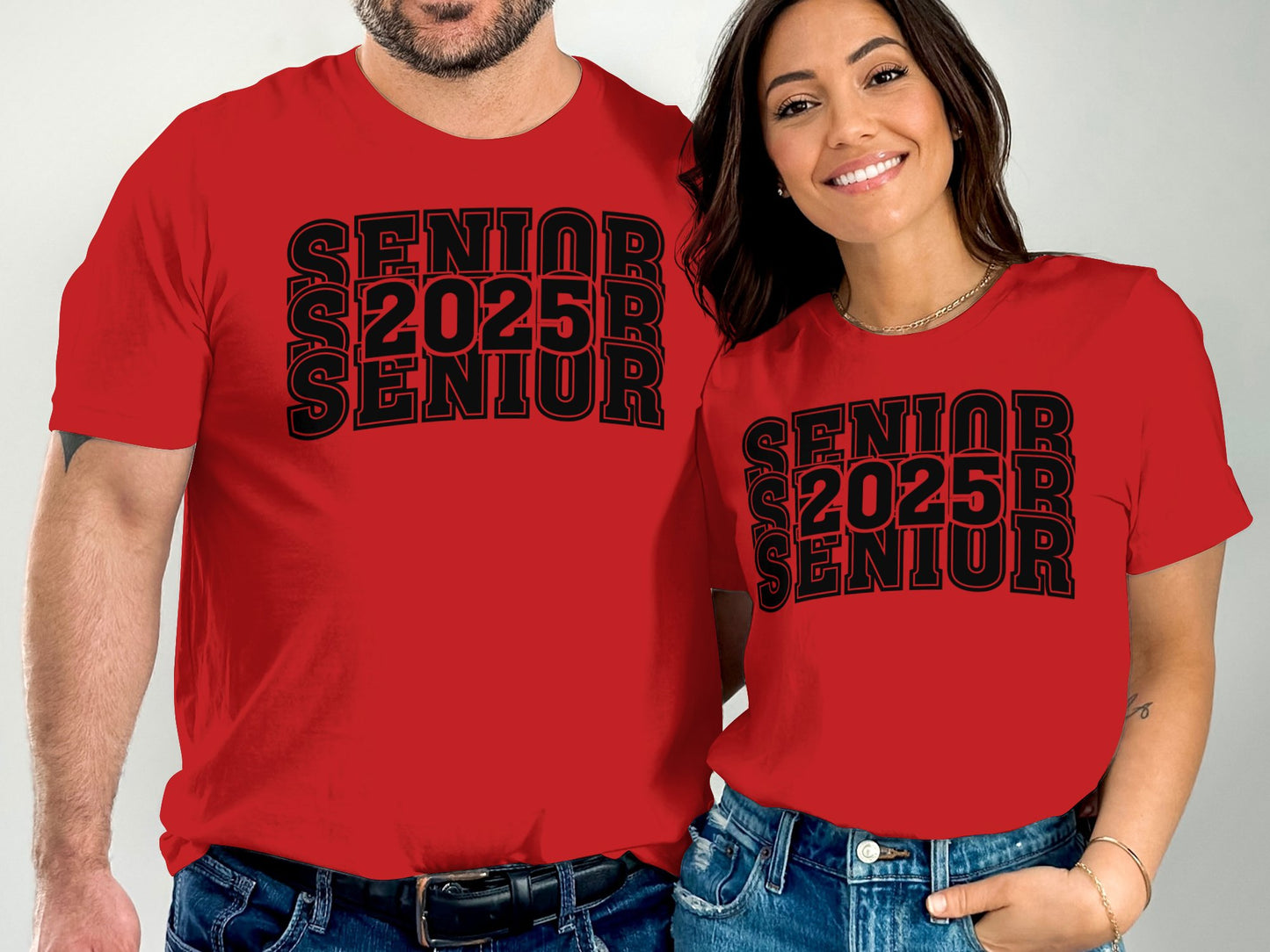Senior 2025 Red T-Shirt, High School Graduation Gift, Matching Couple Tees, Trendy Graphic Shirt, Unisex Fit Top
