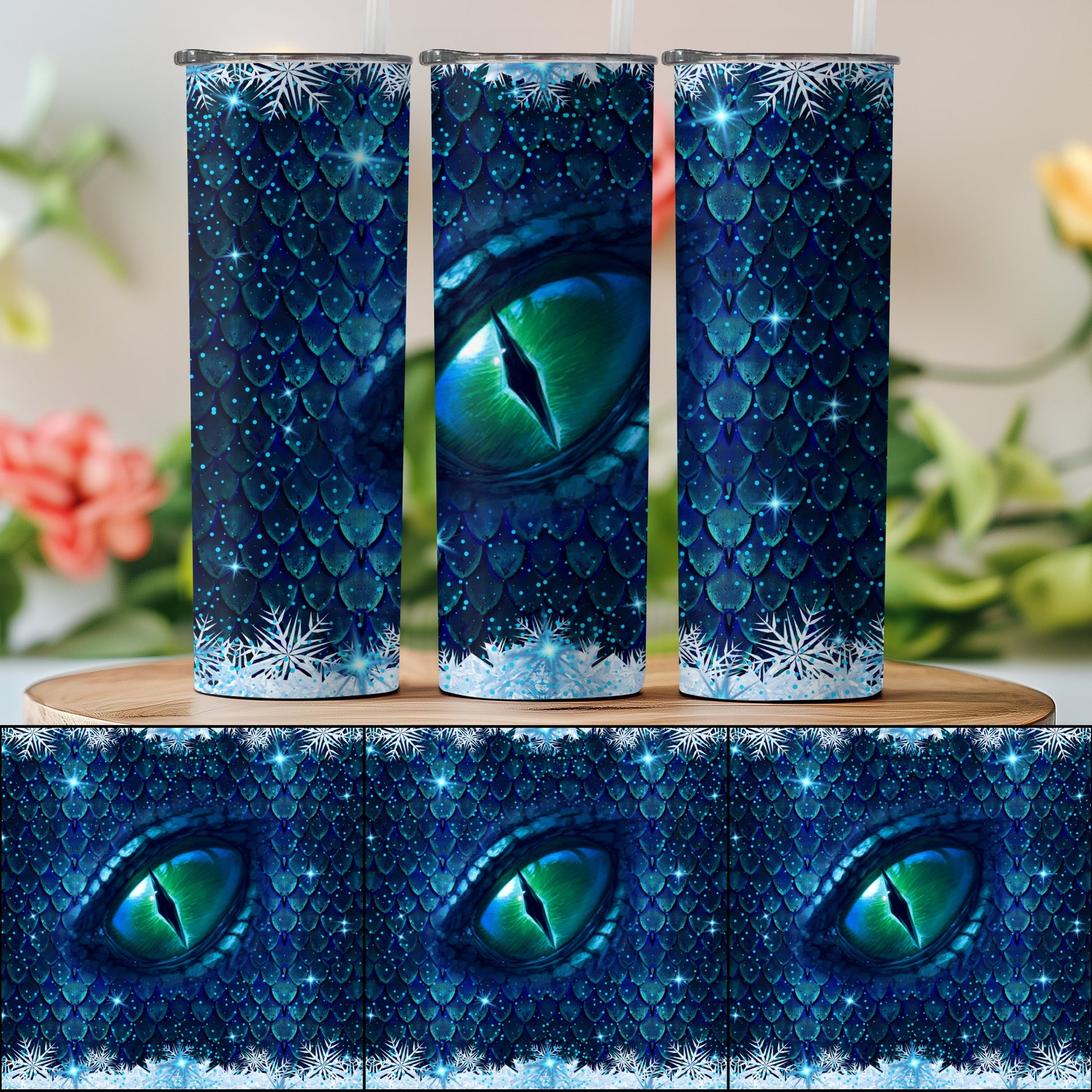 Dragon Eye Scales Snowflakes Pattern Tumbler product