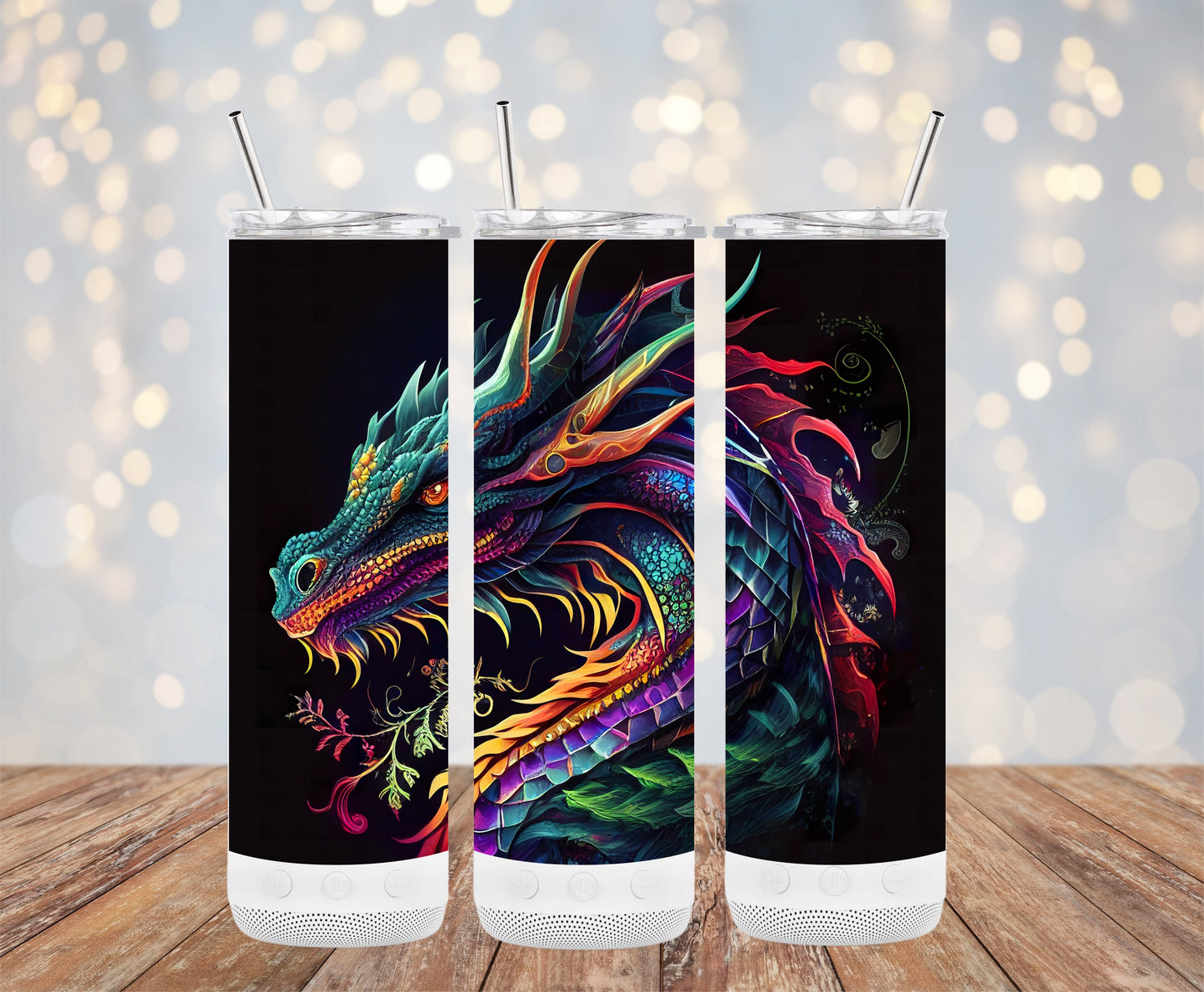 Colorful Dragon Design Tumbler with Straw product