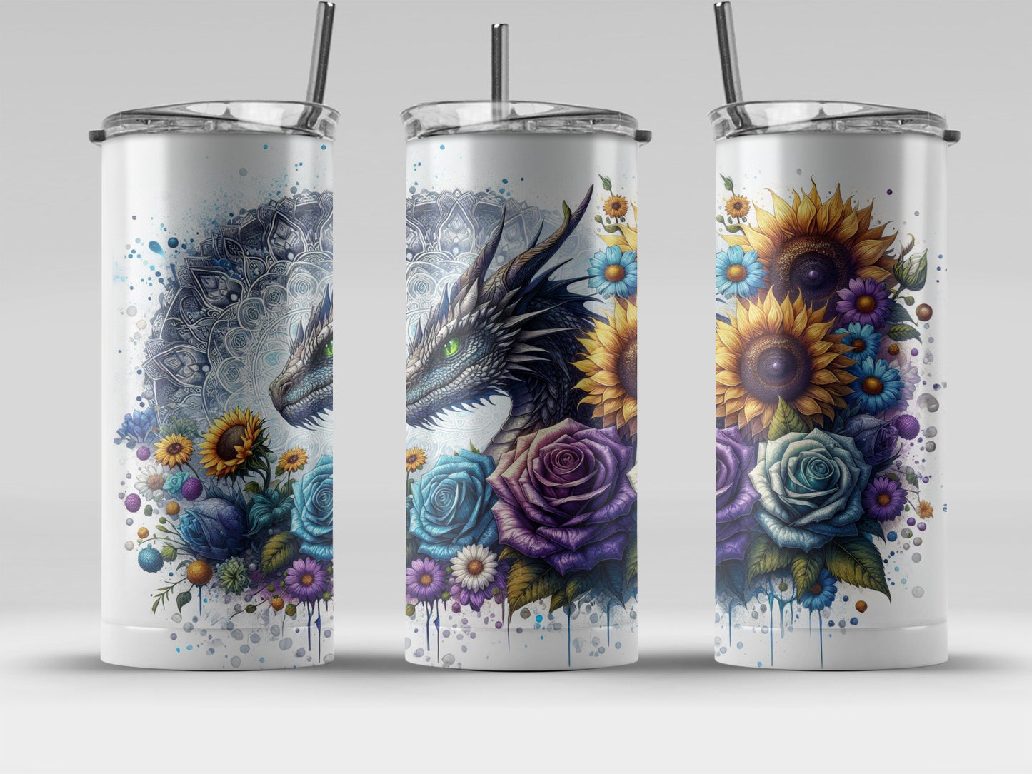 Dragon and Floral Design Stainless Steel Tumbler product type