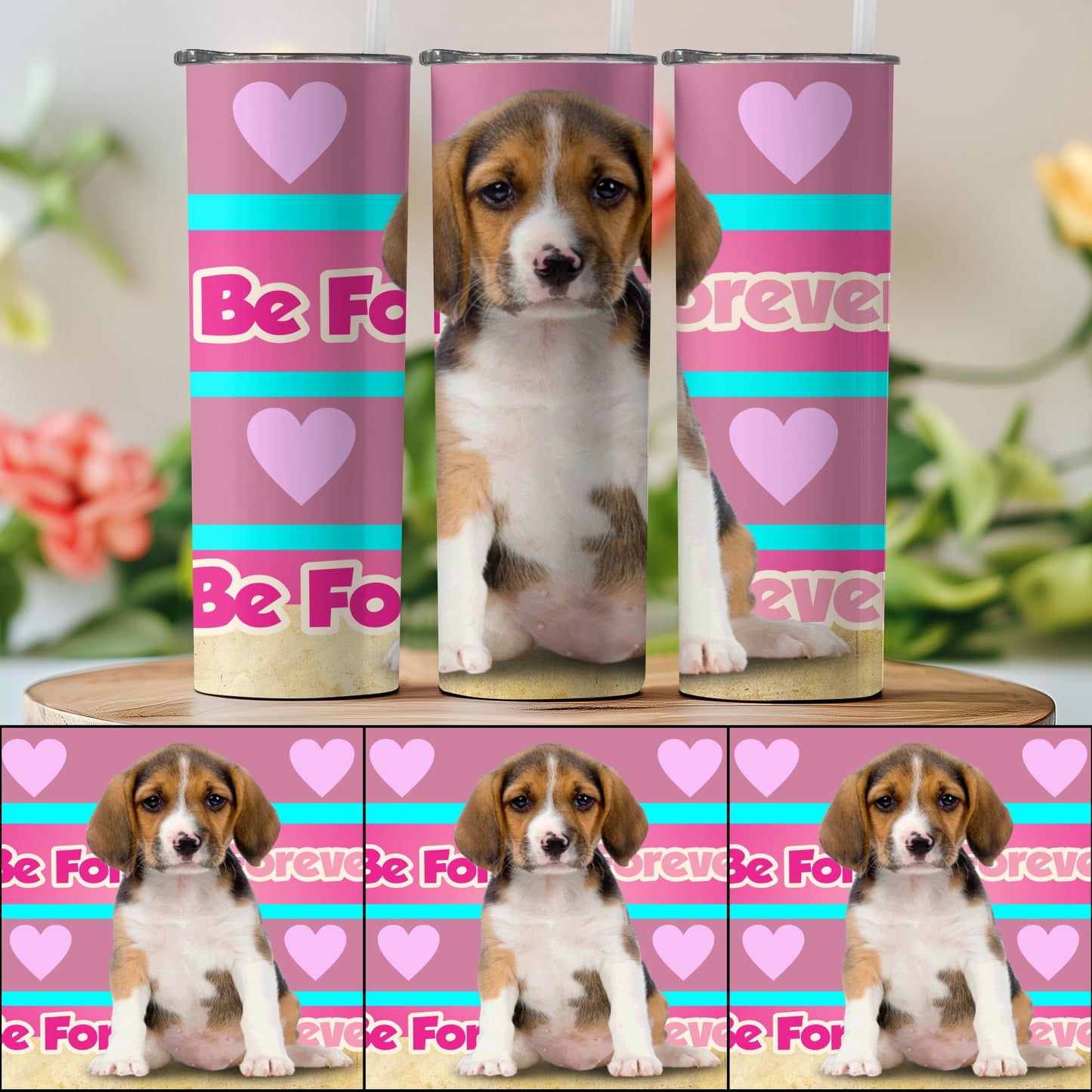 Be Forever Heart Puppy Tumbler with Straw product