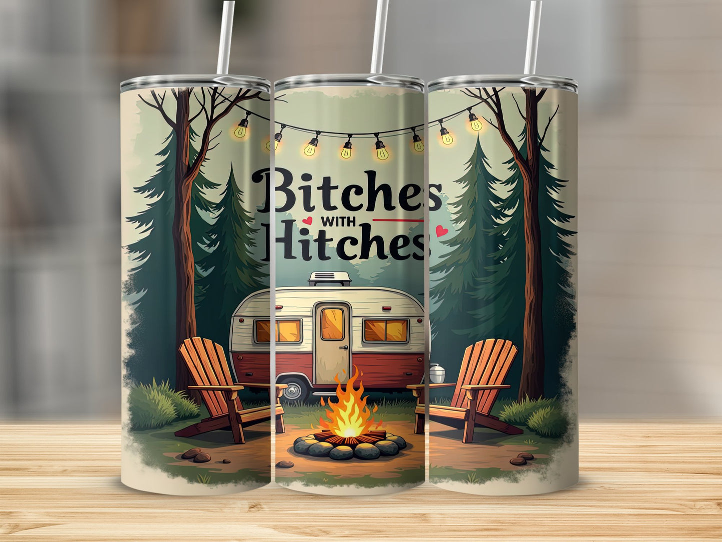 Bitches With Hitches Camping Design Tumbler product