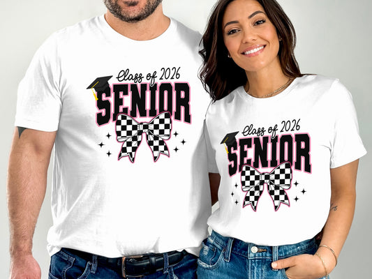 Class of 2026 Senior Checkered Bow Graphic T-shirt product