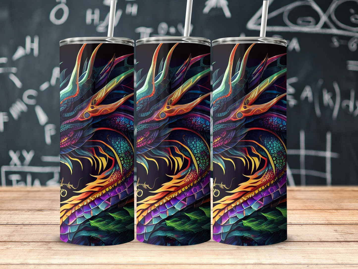 Vibrant Multicolored Dragon Design Tumbler 3-Pack product