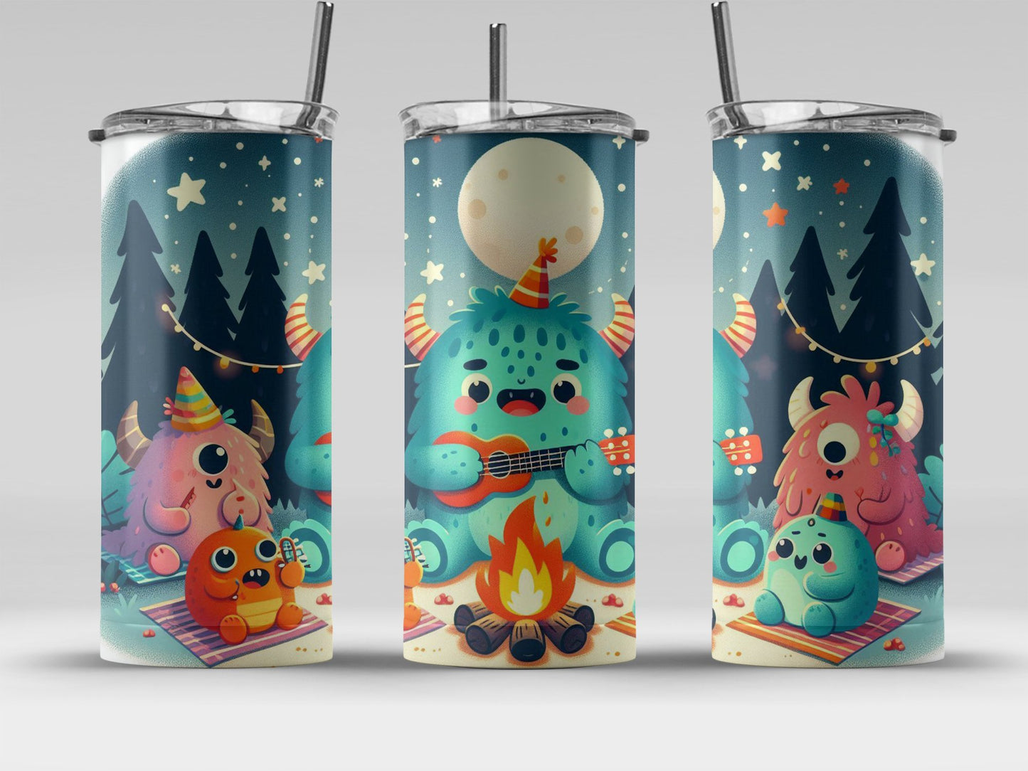 Cute Monster Camping Night Design Tumbler product