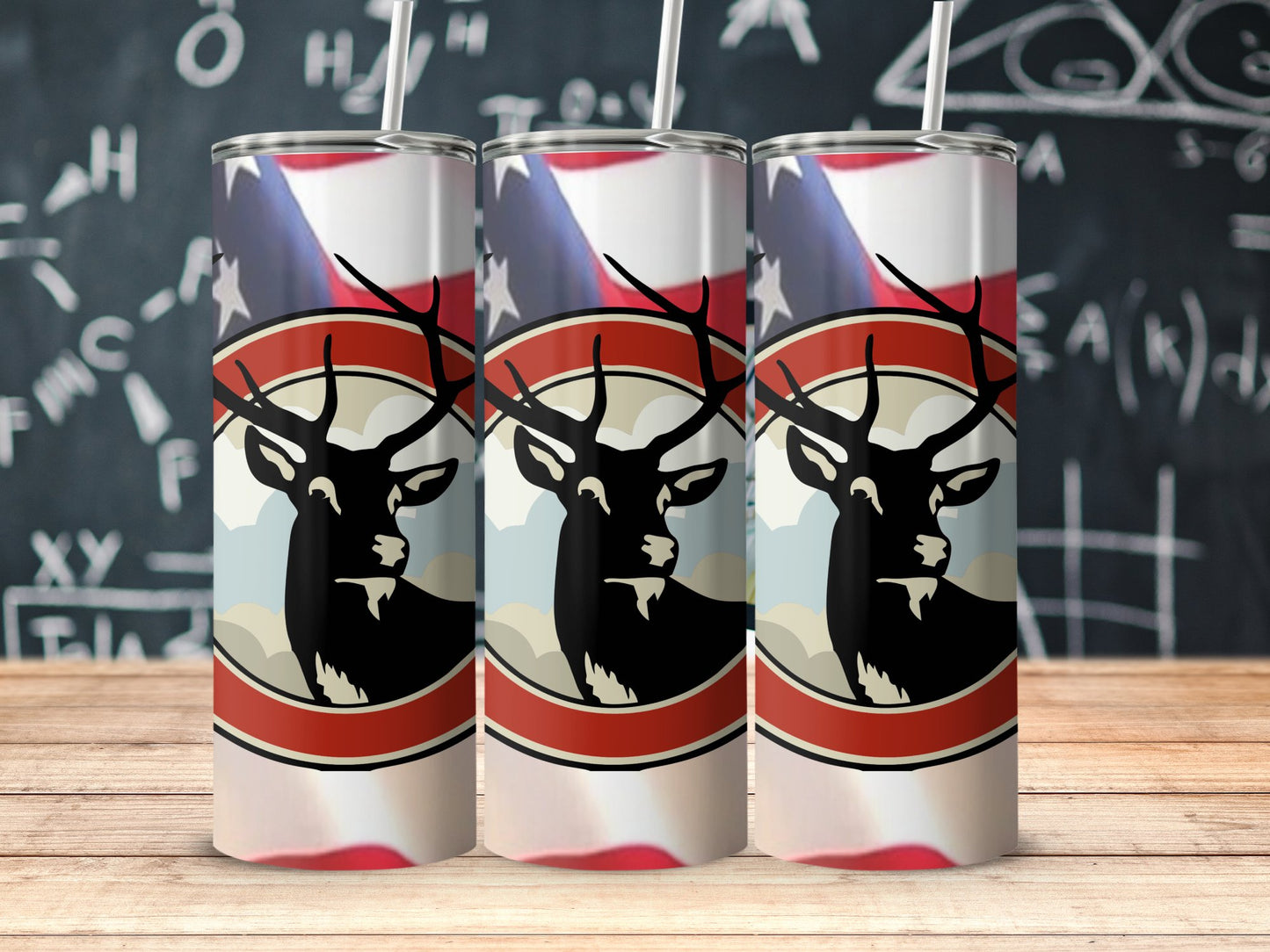 Deer With Patriotic Background Design Tumbler product