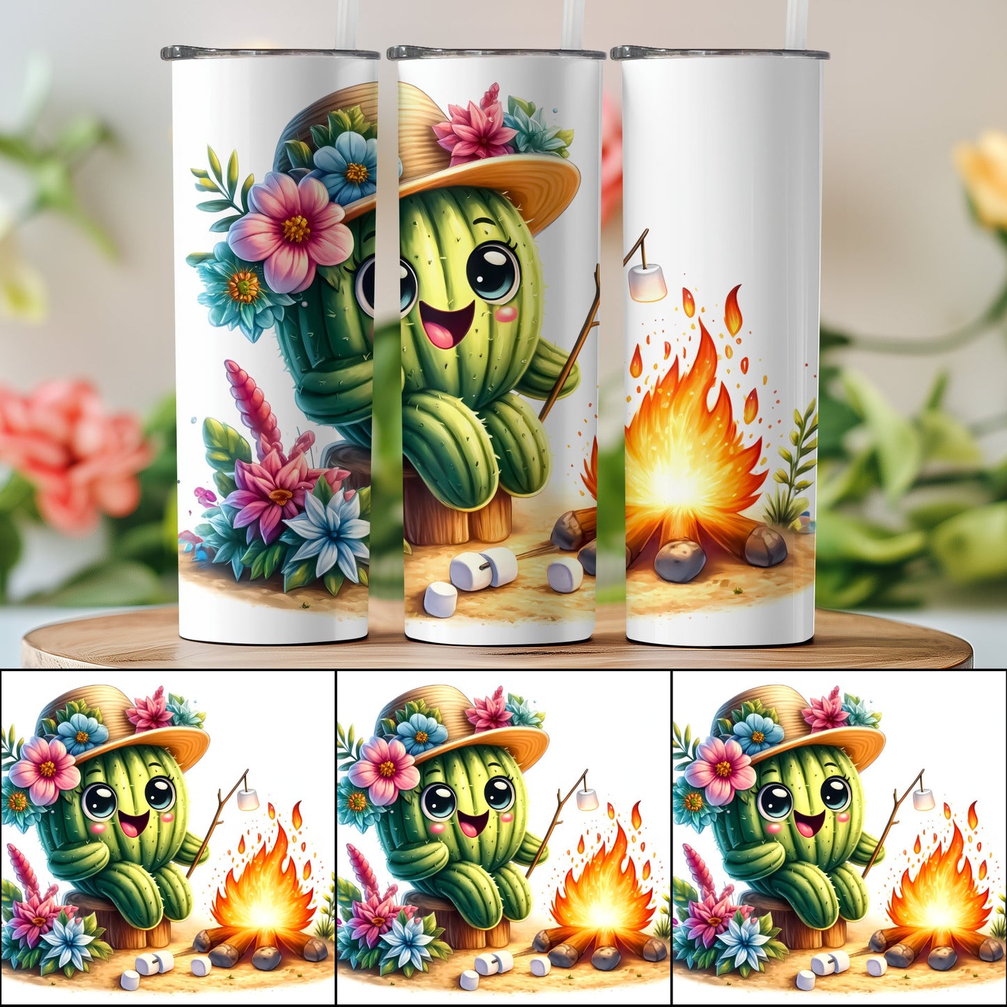 Cheerful Cactus Around Campfire Tumbler Product