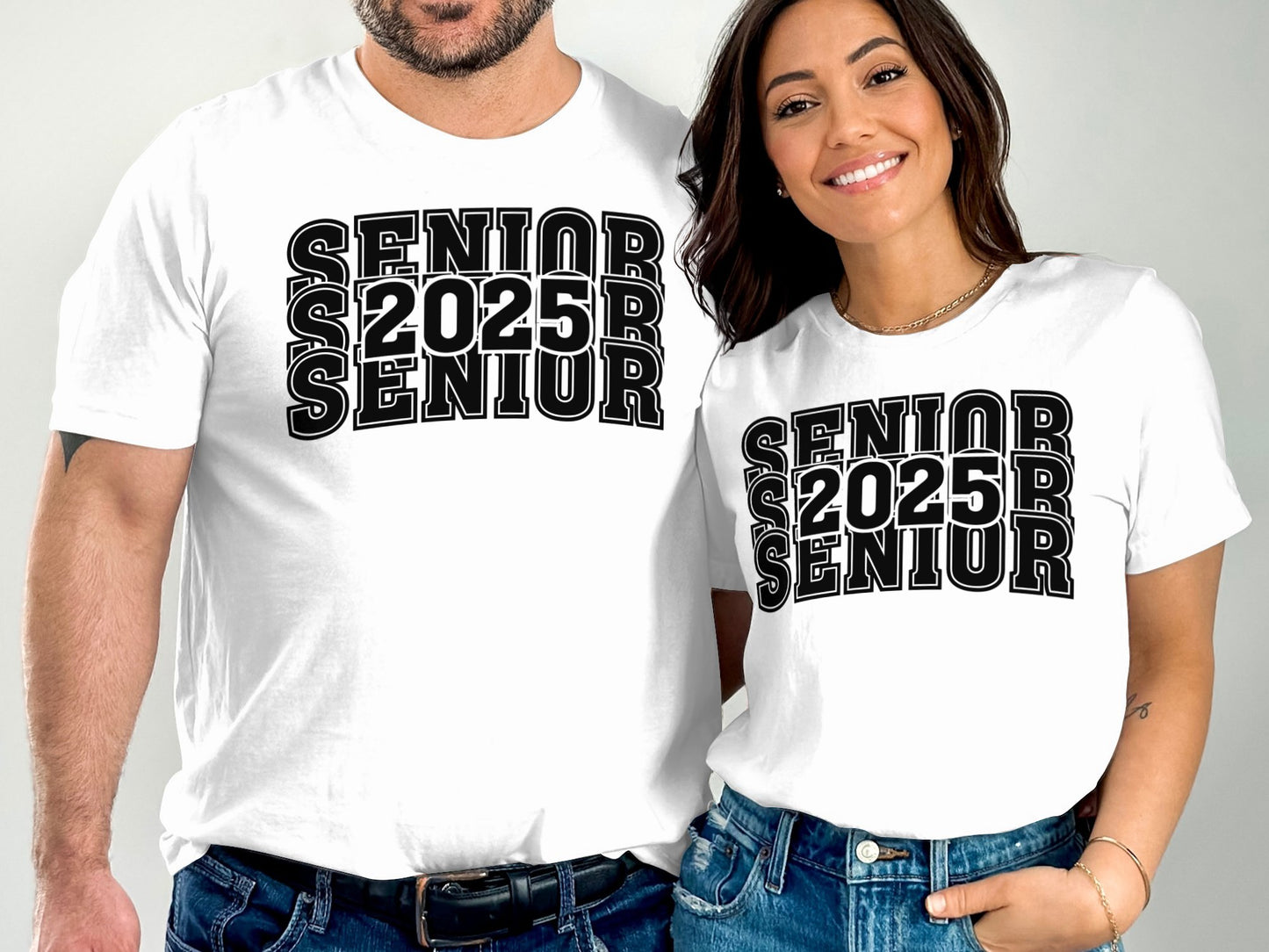 Senior 2025 Class T-Shirt, Graduation Gift, Matching Couple Tee, High School College Apparel, White Shirt