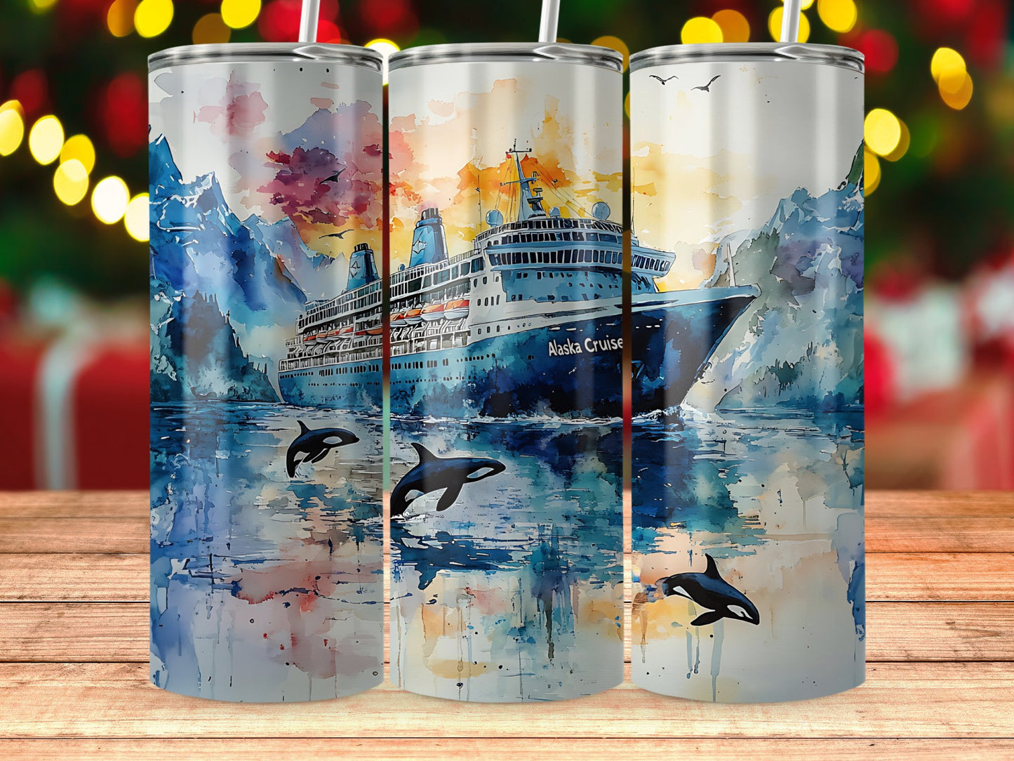 Colorful Alaska Cruise Ship Tumbler with Orca product type