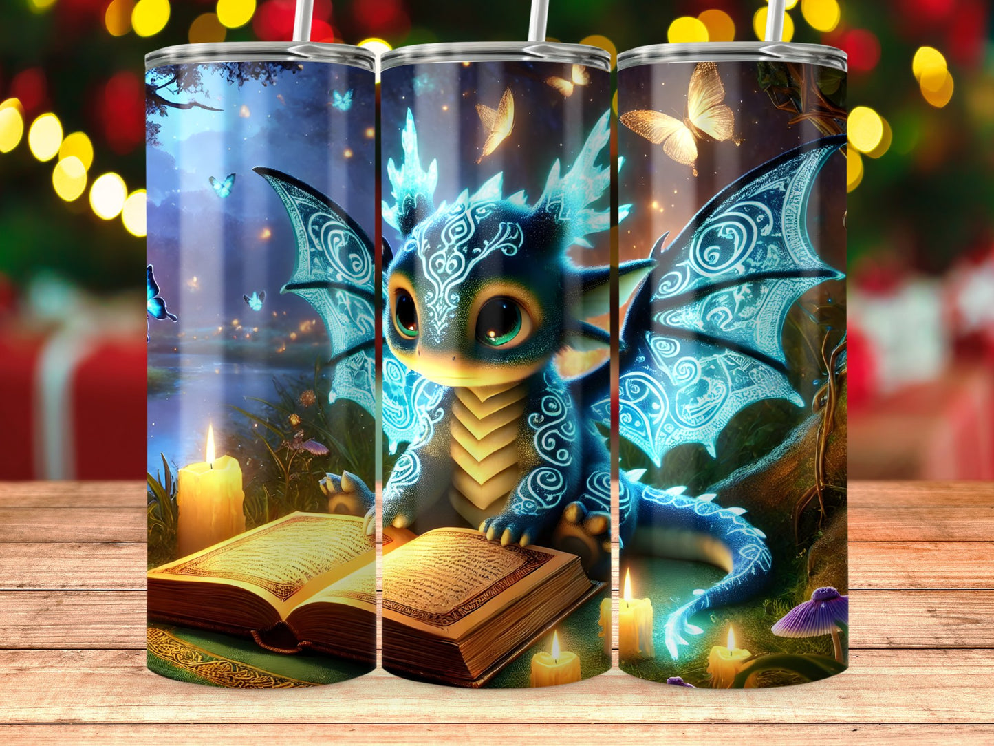 Fantasy Dragon With Book and Candle Tumbler product
