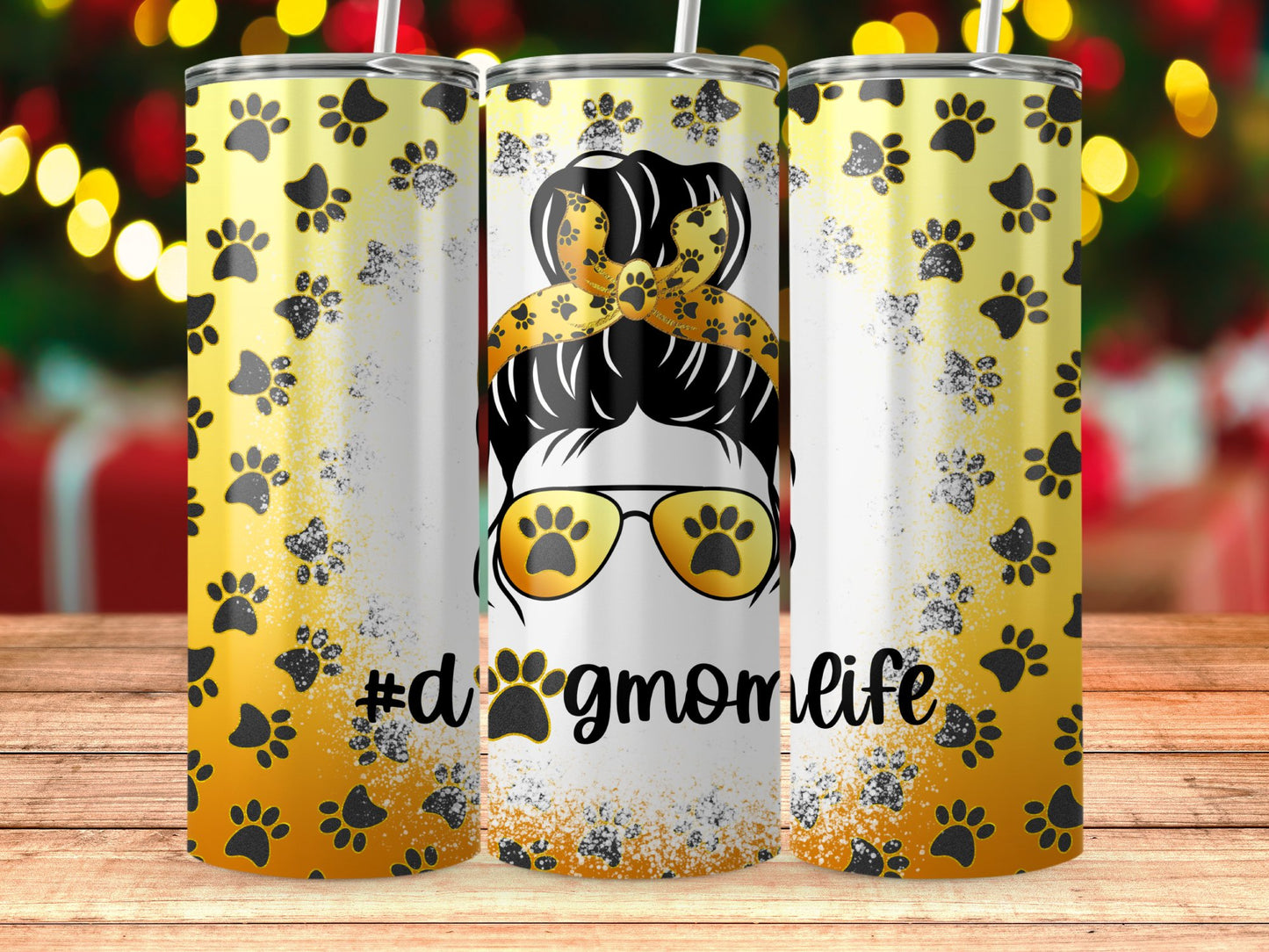 #DogMomLife Paw Print Design Tumbler product