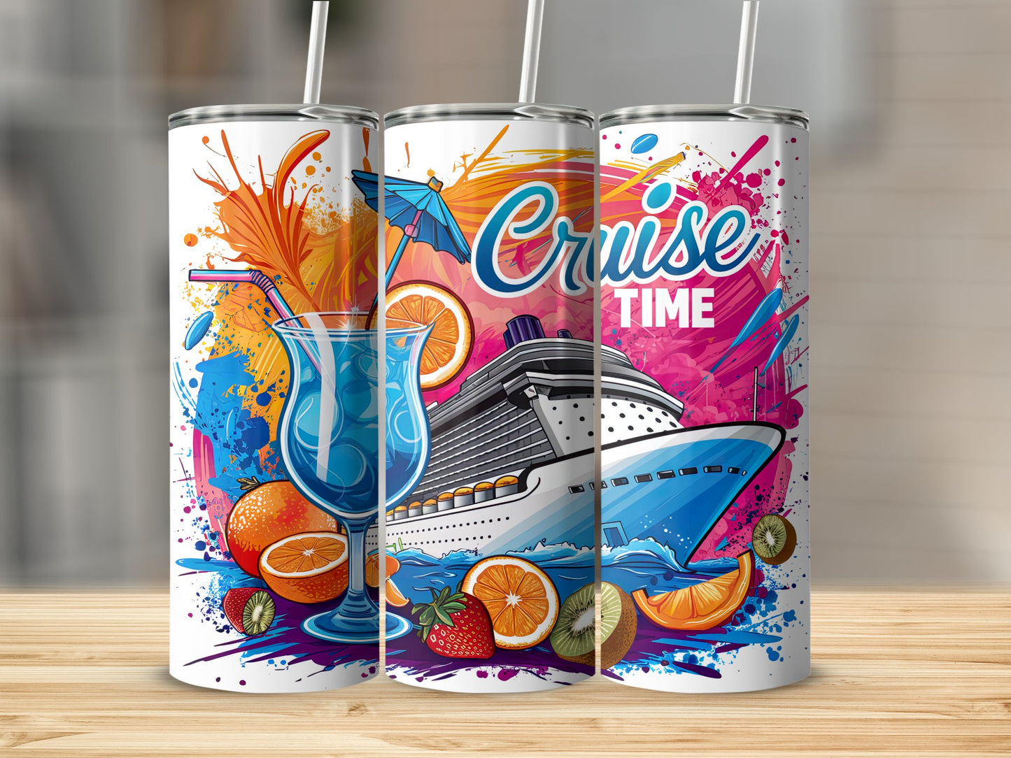 Colorful Cruise Ship Illustrated Tumbler Product type