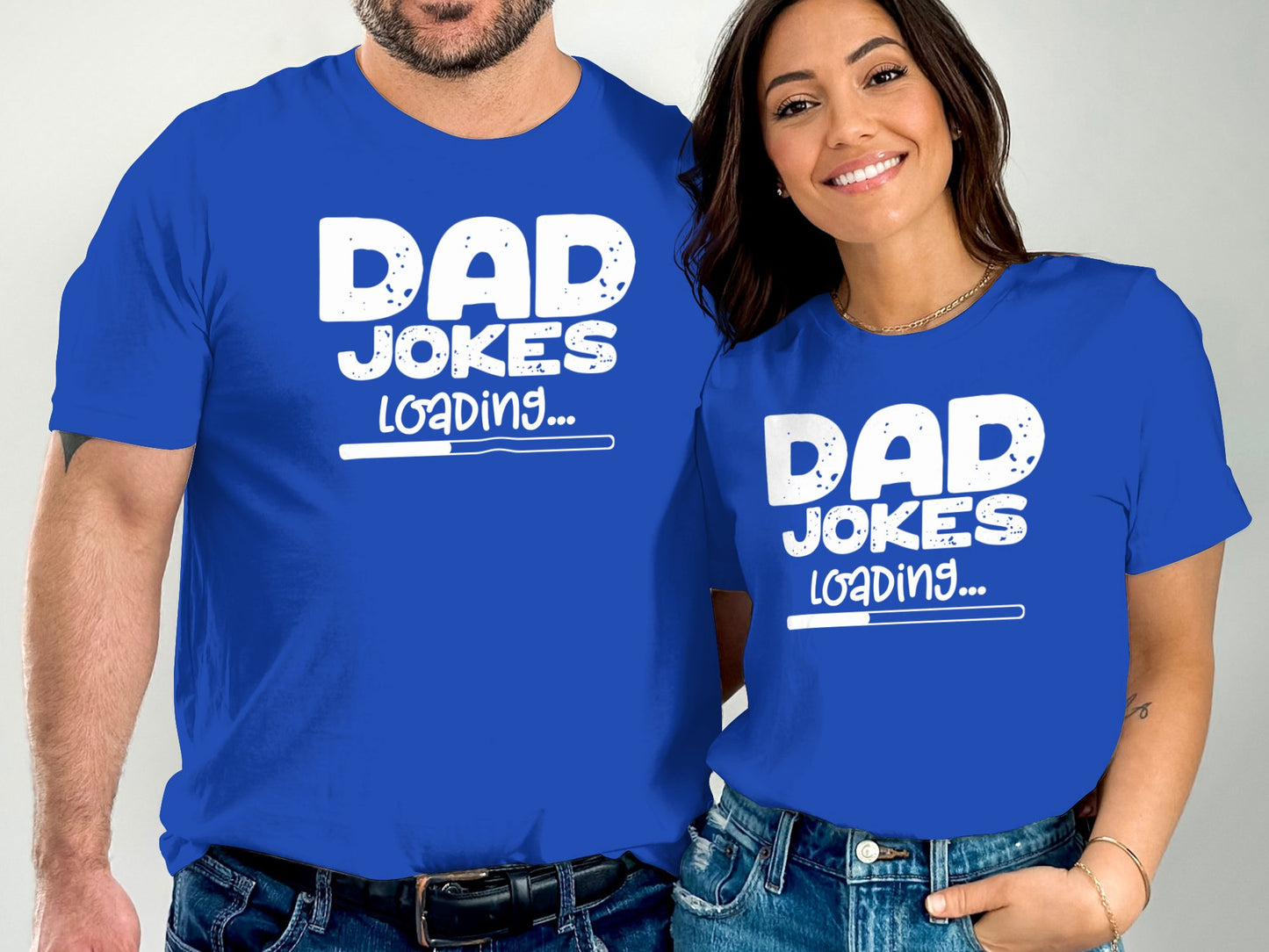Dad Jokes Loading Matching Blue Graphic Shirt Product