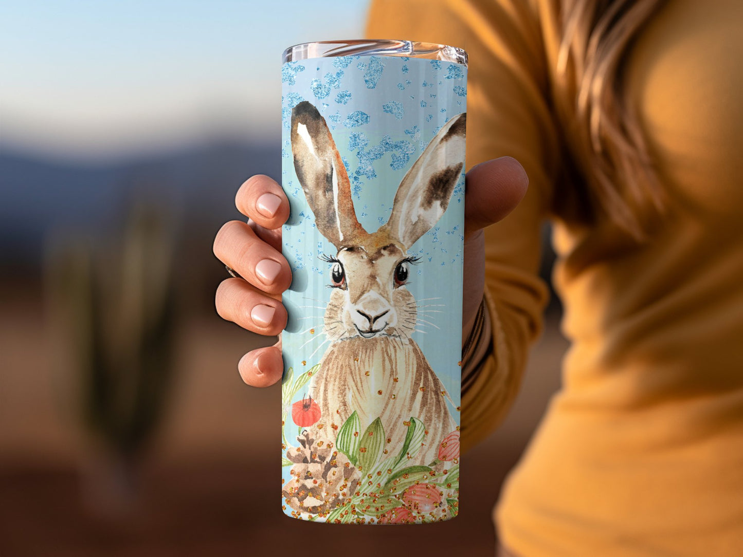 Whimsical Rabbit with Floral Design Tumbler product