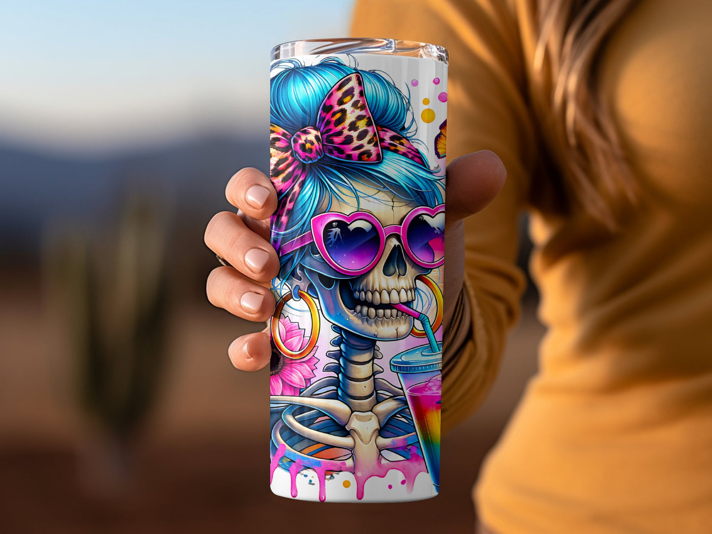 Colorful Skeleton with Sunglasses Design Tumbler product