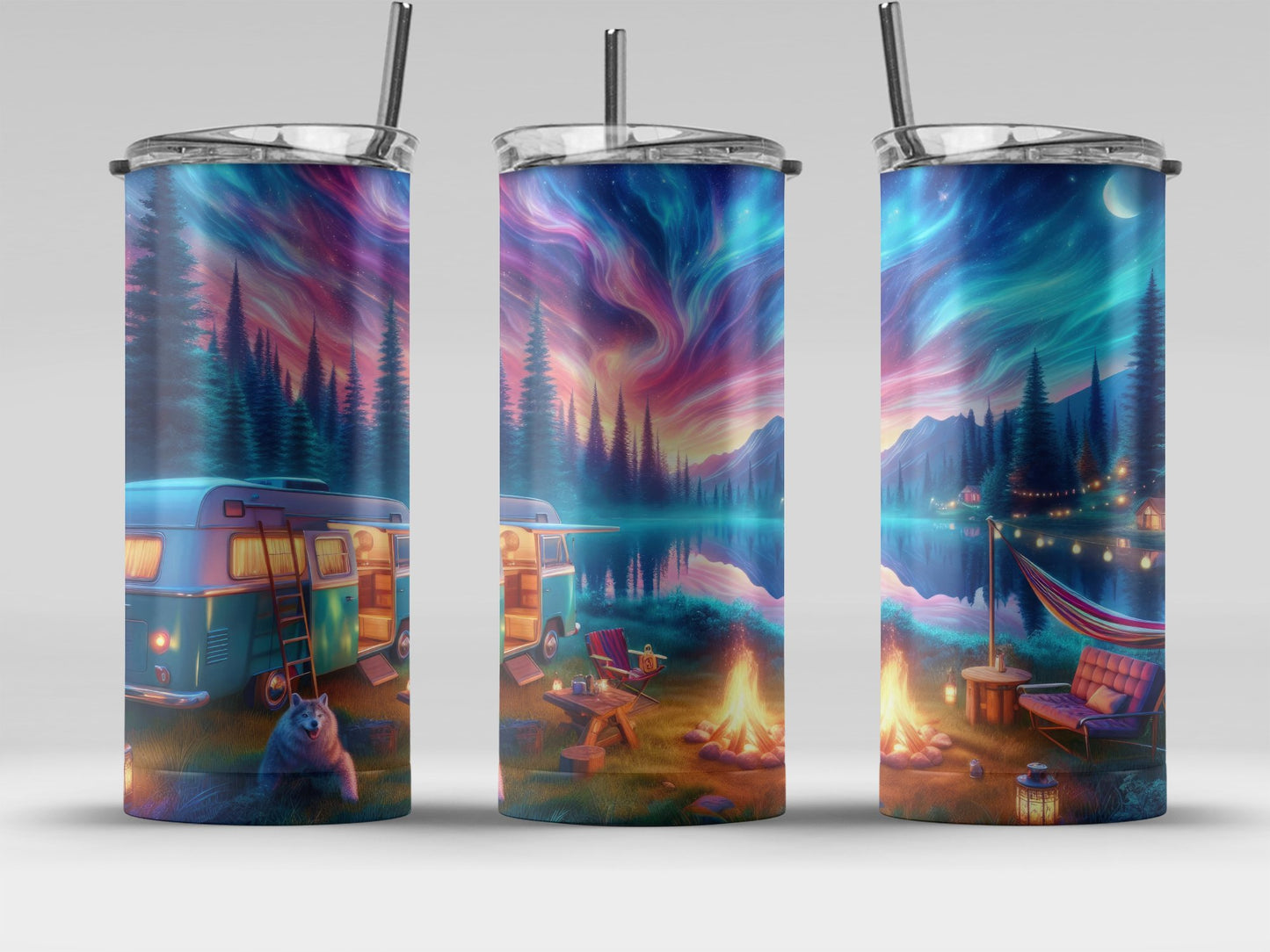 Northern Lights Campfire Scene Tumbler product type
