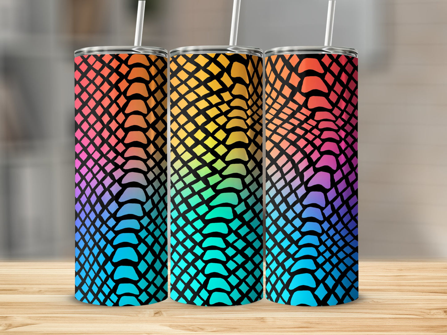 Rainbow Snake Skin Pattern Tumbler Colorful Drinkware product type