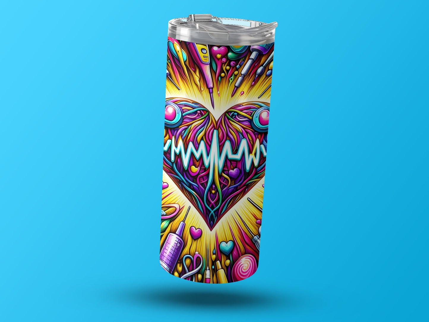 Vibrant Abstract Heartbeat Design Insulated Drinkware product type