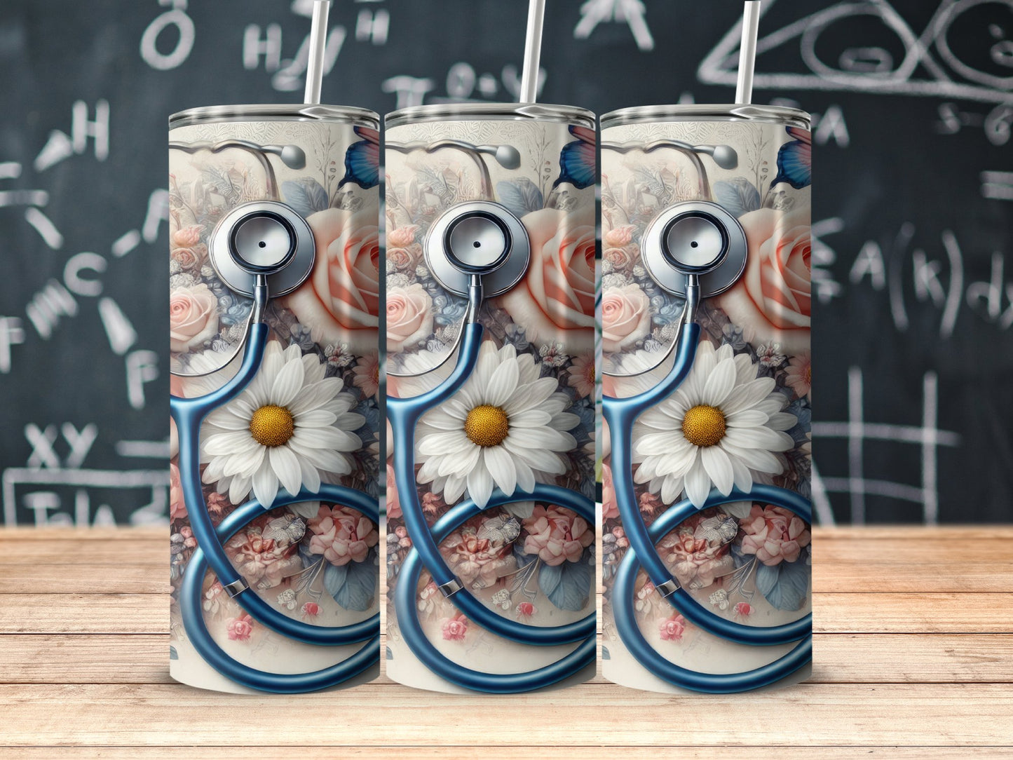 Nurse Stethoscope Flower Design Tumbler product