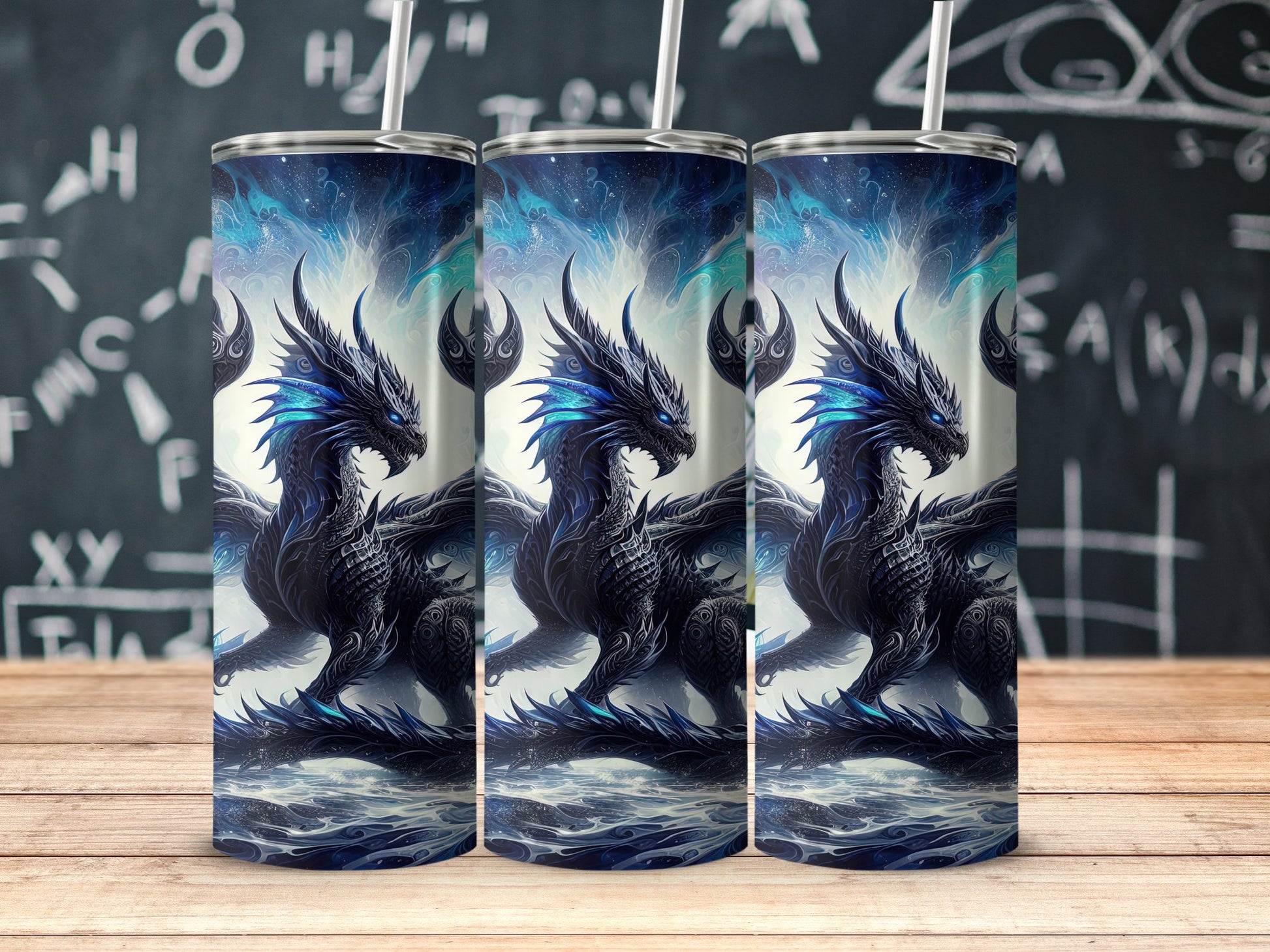 Blue Dragon with Ocean Waves Tumbler Design product type