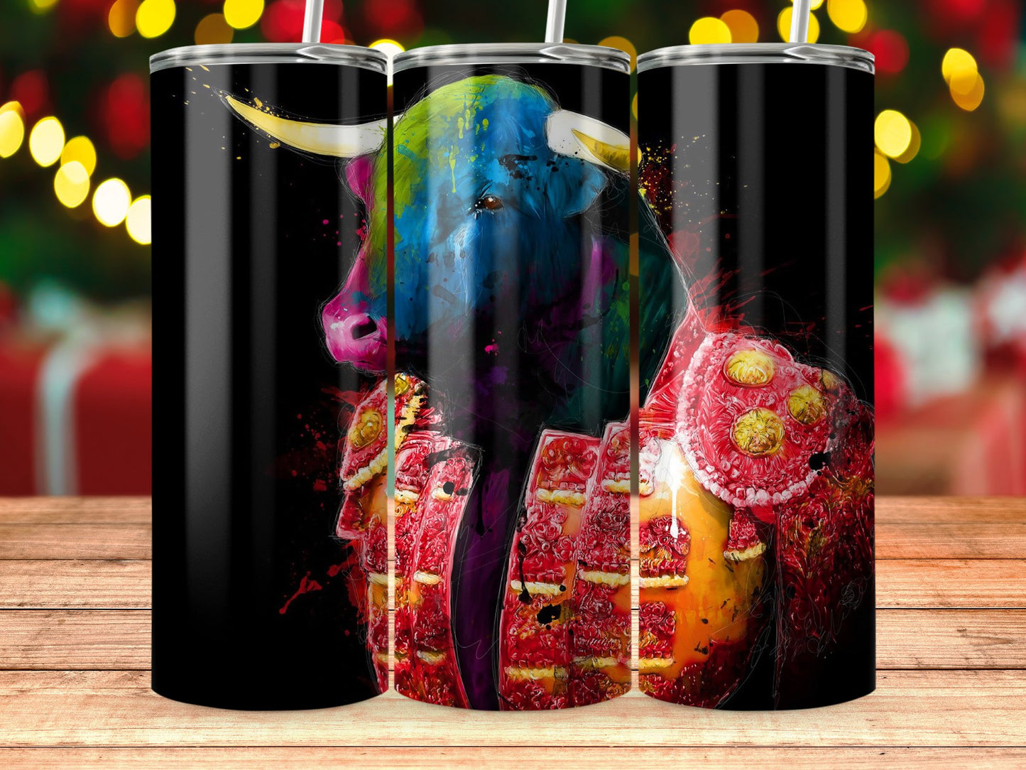 Colorful Bull in Artistic Matador Costume Tumbler product