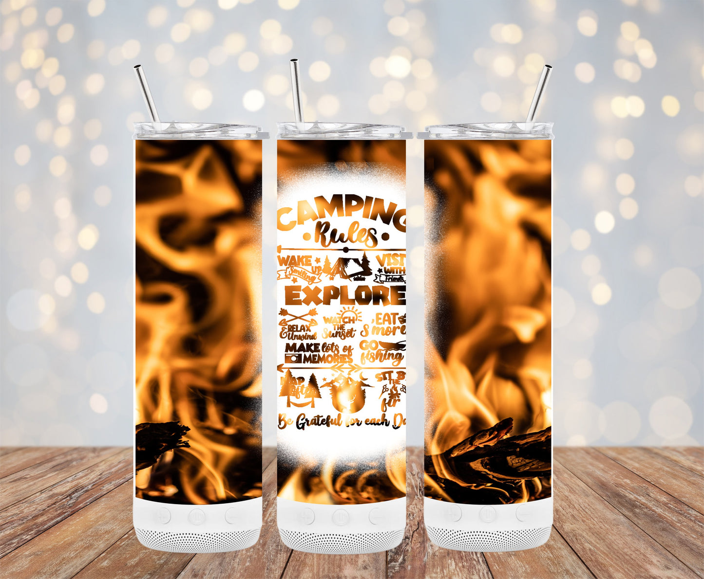 Camping Rules Inspirational Fire Design Tumbler product type