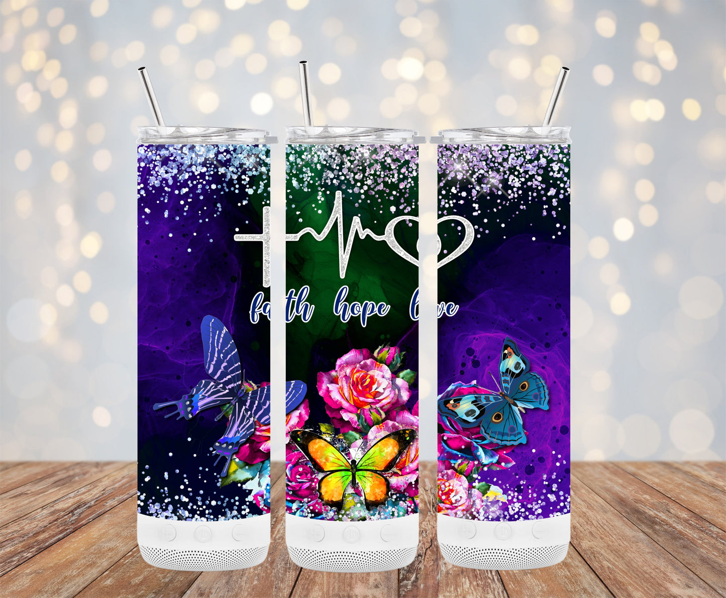 Faith Hope Love Butterfly Tumbler with Lid product type