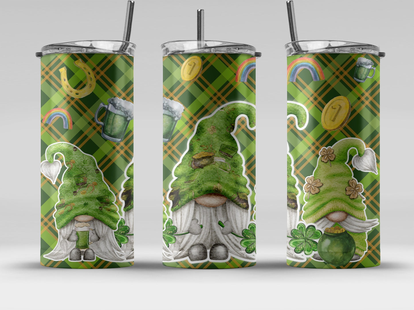 St. Patrick's Day Gnome Tumbler Cup with Green Beer