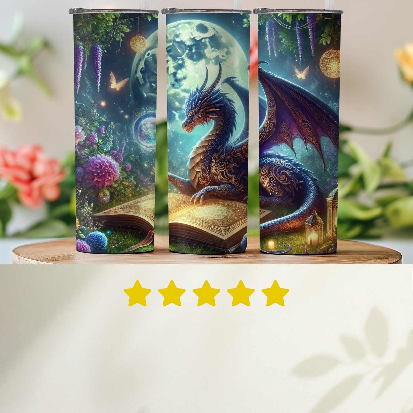Enchanted Dragon Design Tumbler with Book product type