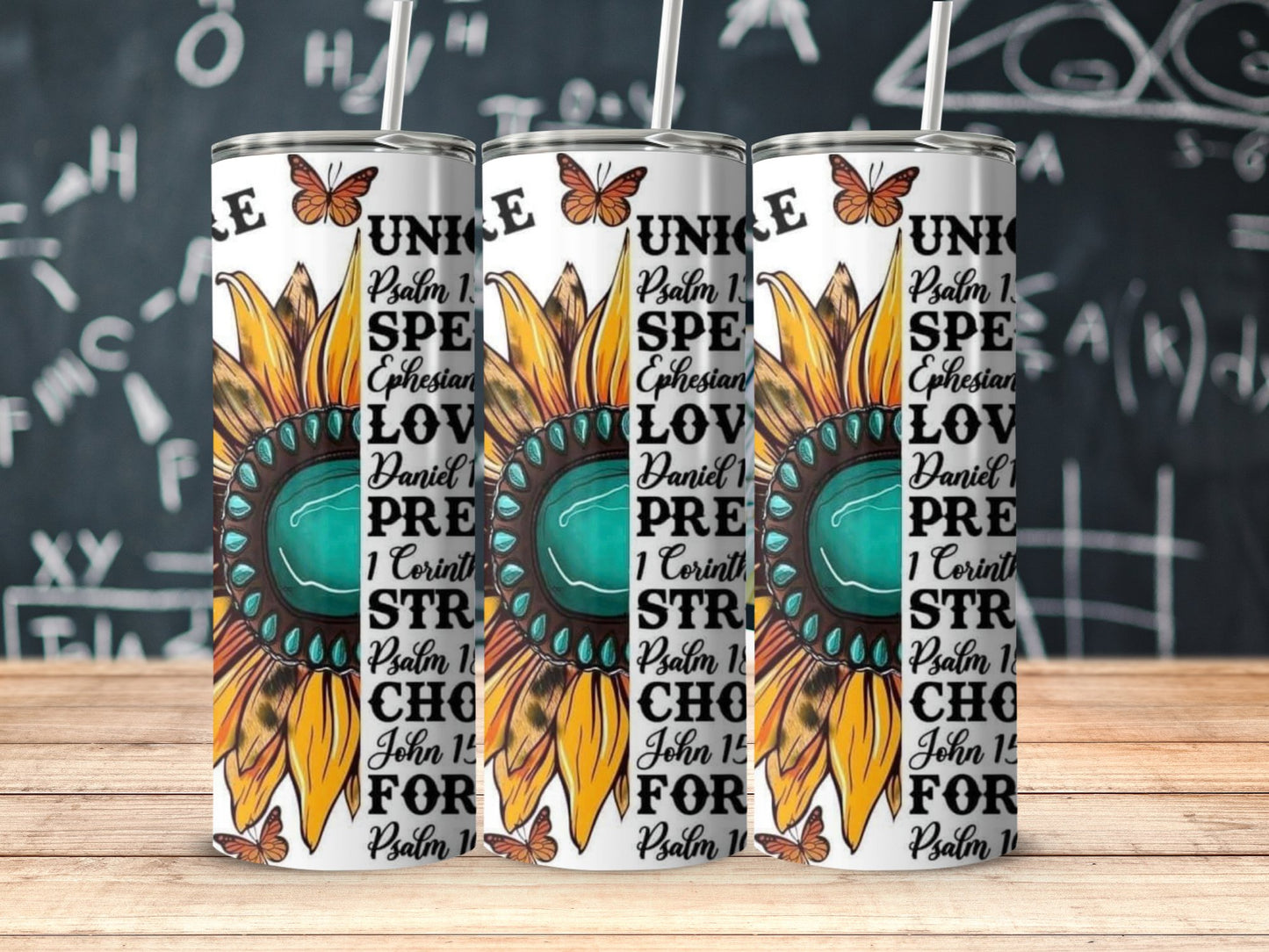 Inspirational Sunflower and Butterflies Tumbler product