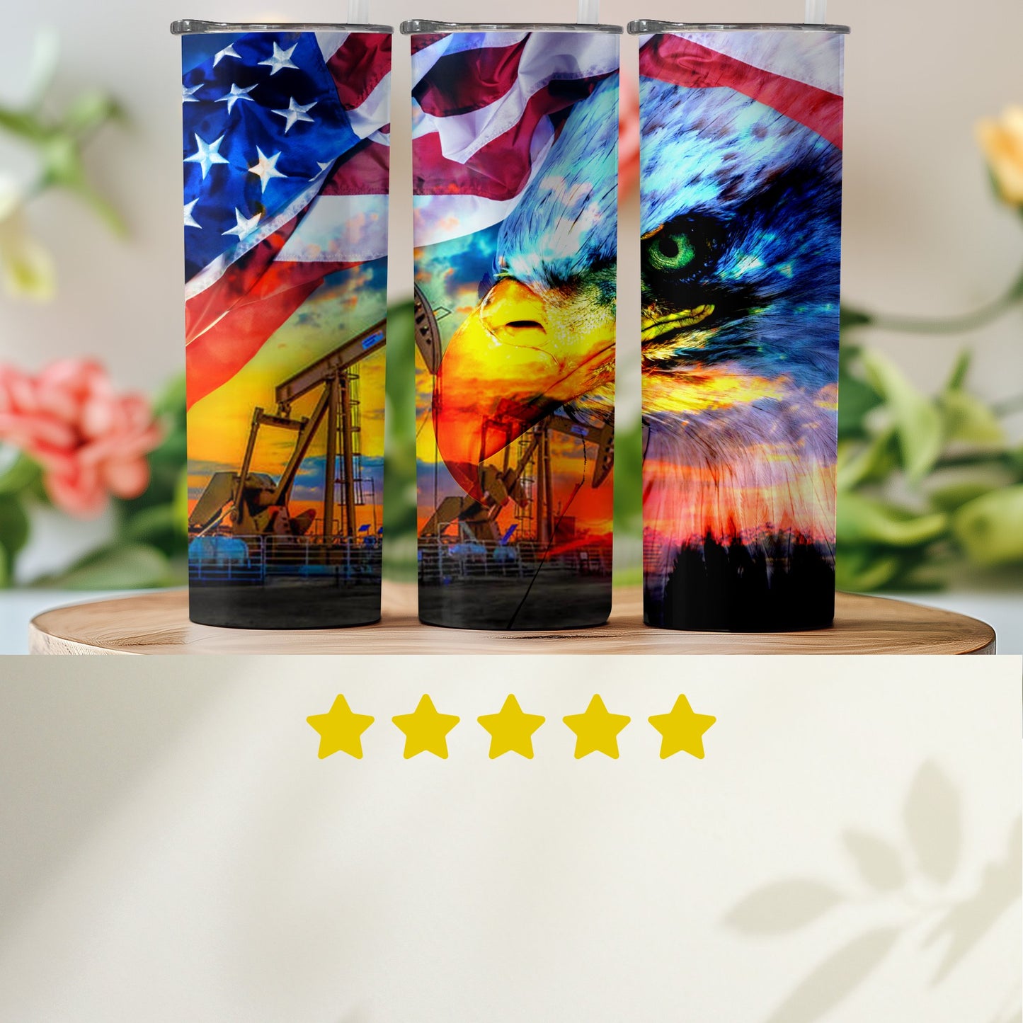 Patriotic Eagle and Oil Pumps Design Tumbler product