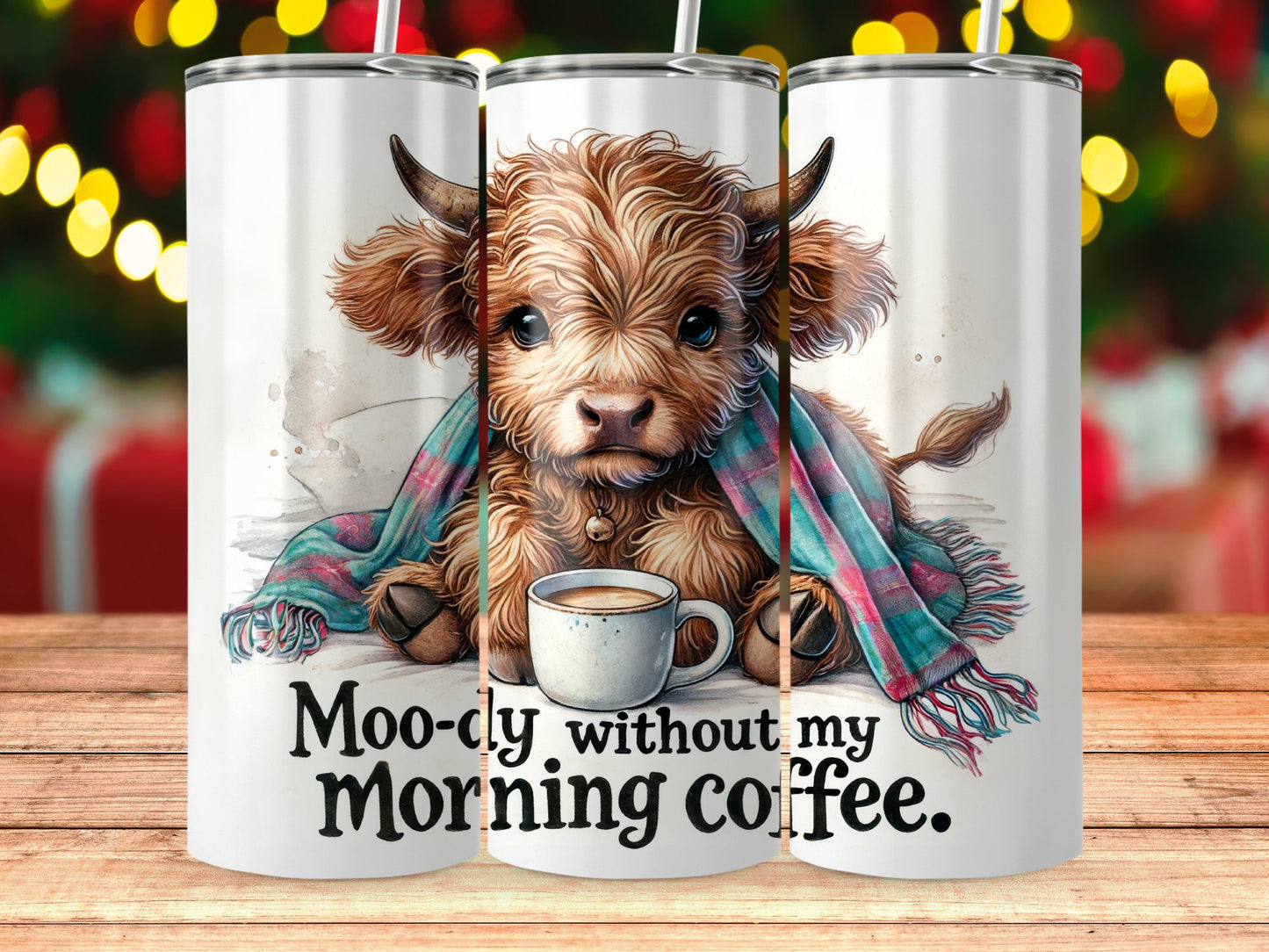 Moo-dy Without My Morning Coffee Tumbler product