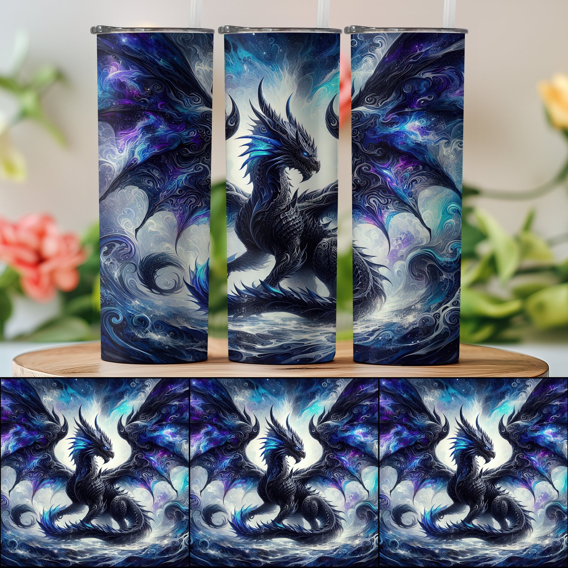 Dark Blue Dragon Fantasy Design Tumbler product